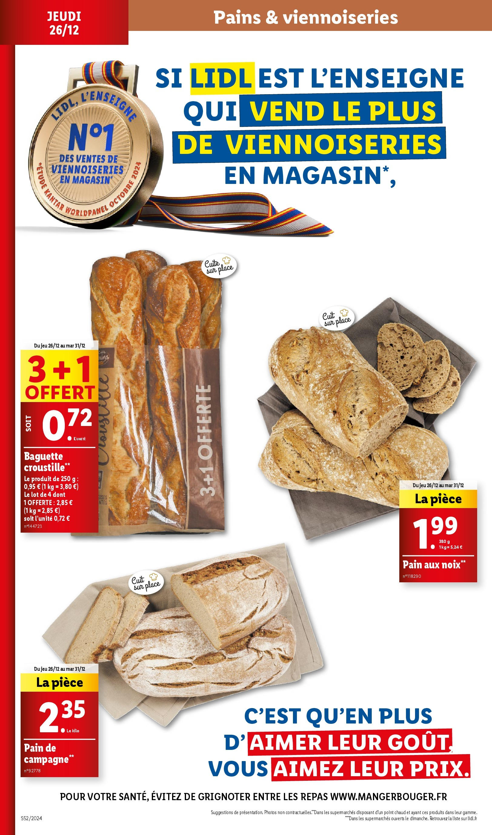 Catalogue LIDL du 25/12/2024 | Promo prospectus en ligne | Page: 4 | Produits: Viennoiseries, Pain, Noix