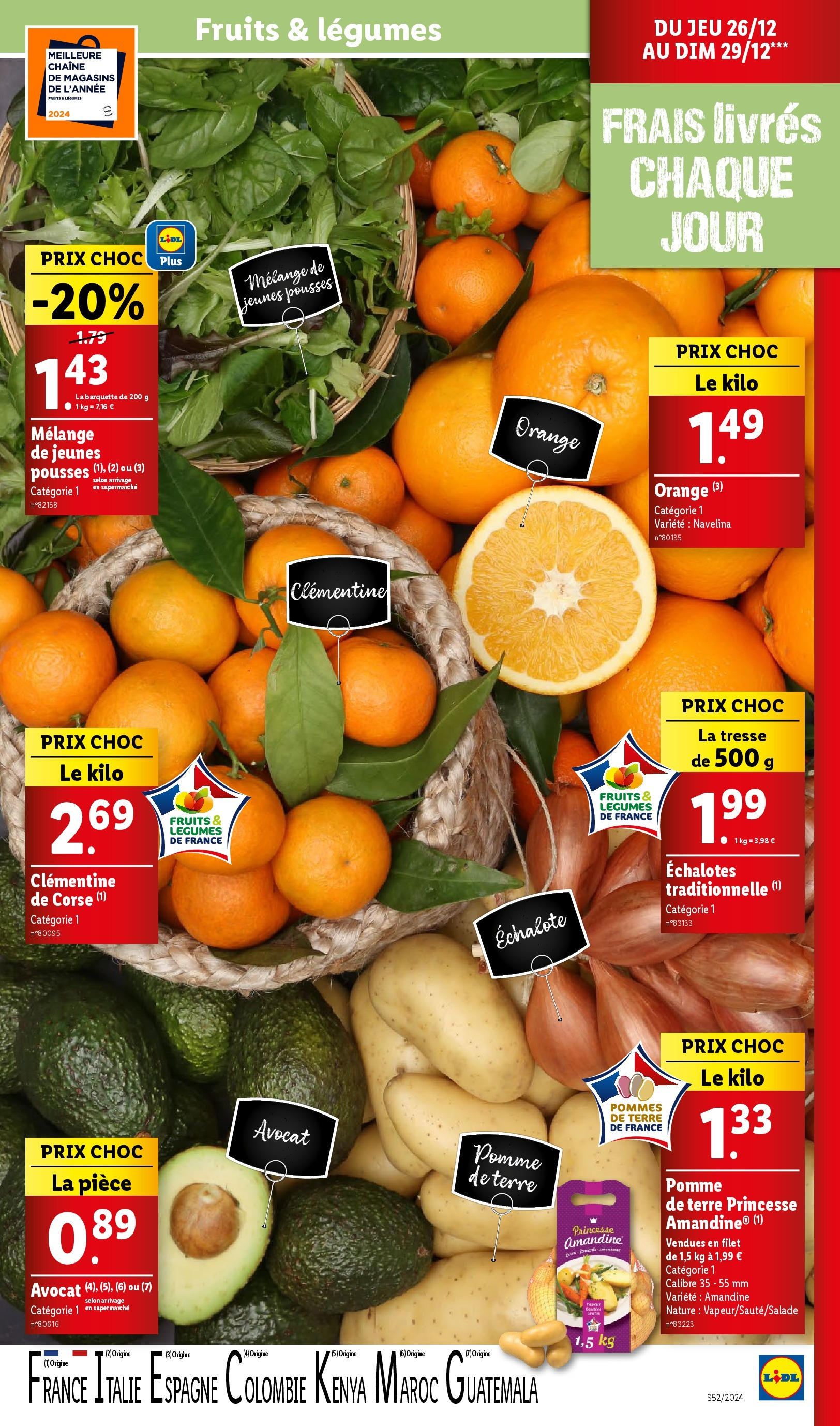 Catalogue LIDL du 25/12/2024 | Promo prospectus en ligne | Page: 5 | Produits: Orange, Pomme, Échalote, Pommes