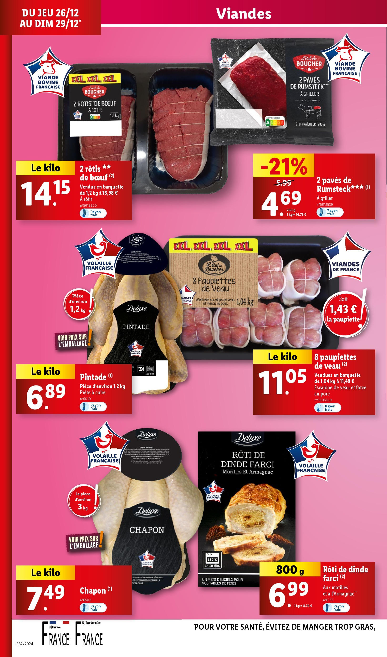 Catalogue LIDL du 25/12/2024 | Promo prospectus en ligne | Page: 8 | Produits: Paupiettes de veau, Viande, Porc, Rumsteck