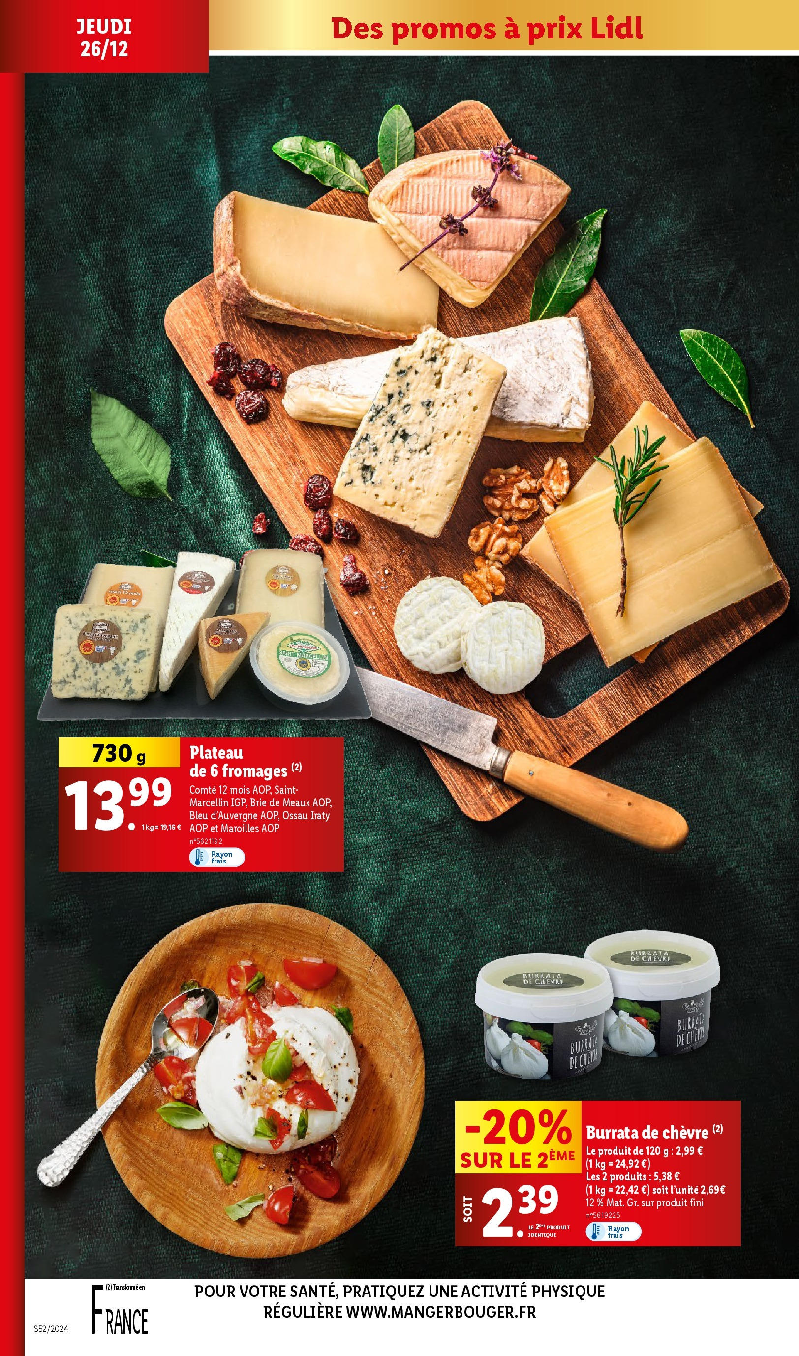 Catalogue LIDL du 25/12/2024 | Promo prospectus en ligne | Page: 12 | Produits: Plateau, Burrata, Brie