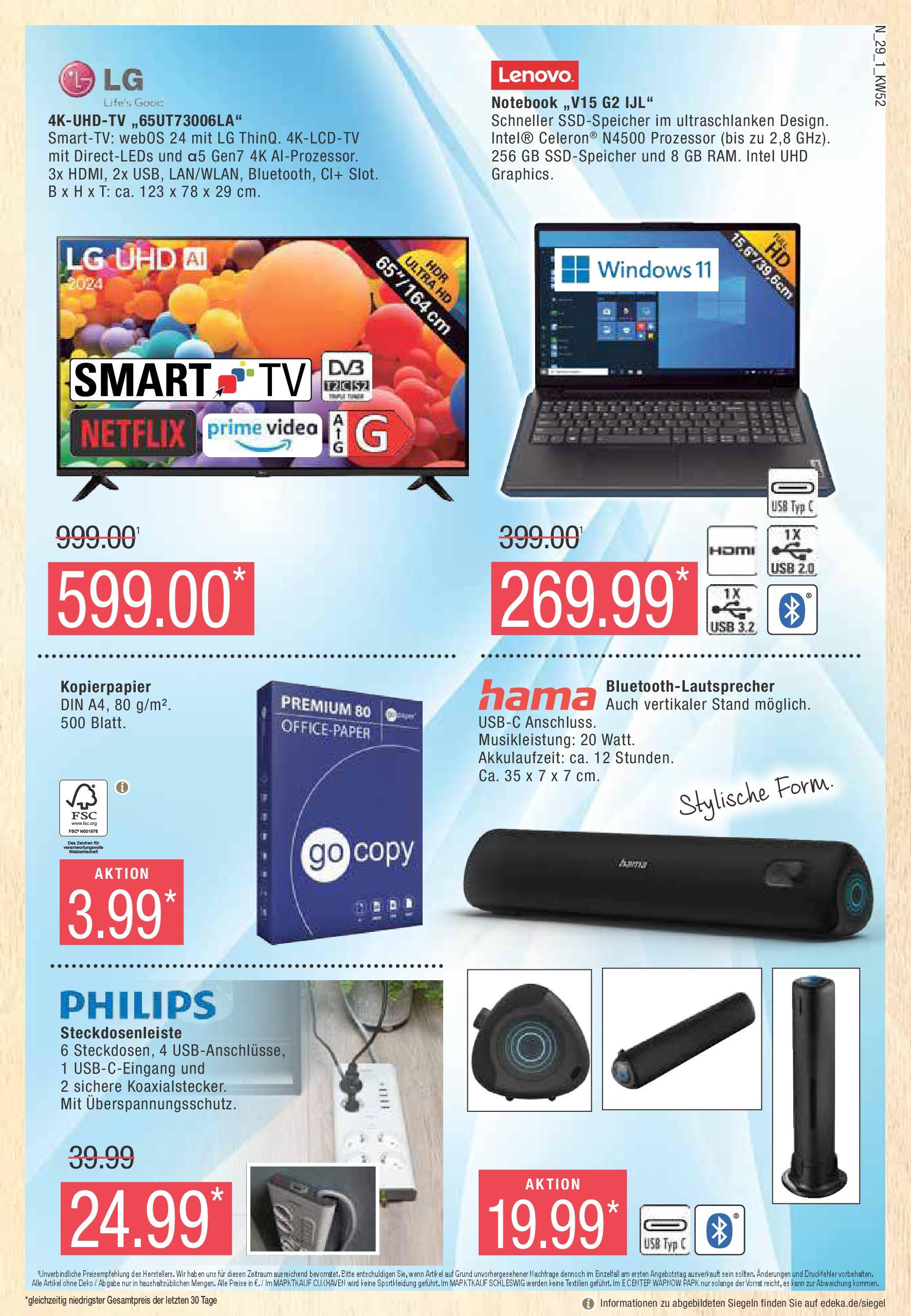 Marktkauf - Marktkauf: Wochenangebote (ab 22.12.2024) » Angebote online | Seite: 29 | Produkte: Philips, USB, Notebook, TV