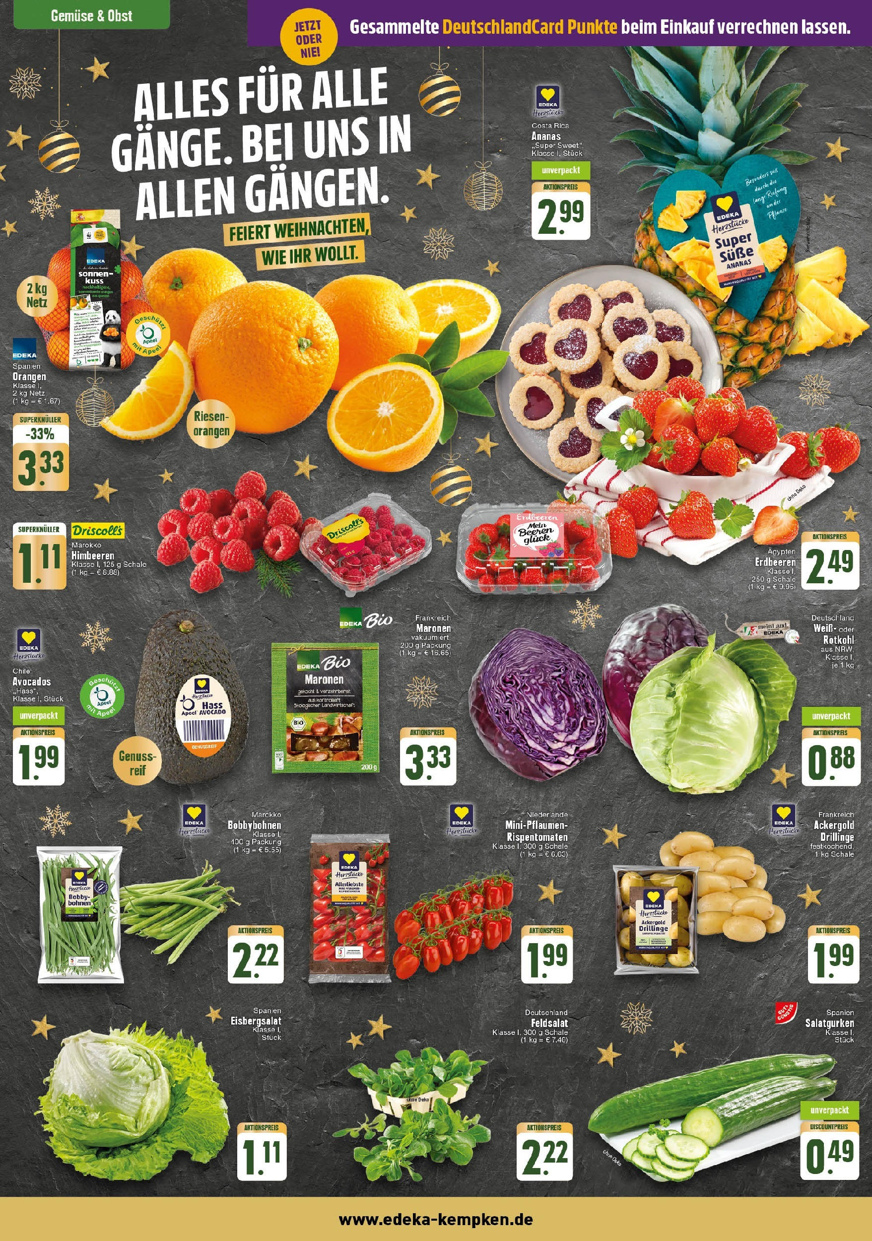 Edeka - EDEKA: Wochenangebote (ab 22.12.2024) » Angebote Online | Seite: 4 | Produkte: Himbeeren, Orangen, Gemüse, Obst