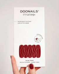 Doonails UV Gel Nagelfolien, Gel Strips Red Glitter