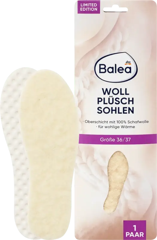 Balea Einlegesohlen Wollpl&uuml;sch Gr. 36/37 (1 Paar)
