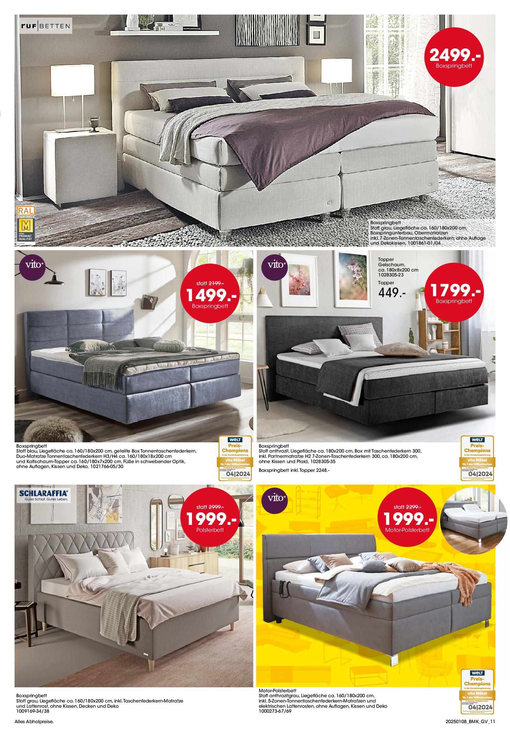 Möbel Martin - Sale (ab 08.01.2025) zum Blättern | Seite: 11 | Produkte: Kissen, Boxspringbett, Topper, Box