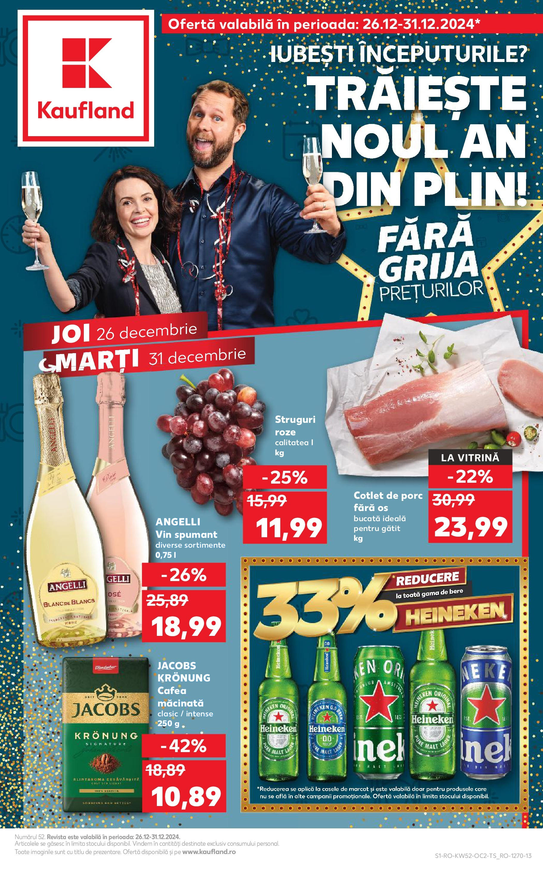 Kaufland - Catalog Kaufland până în data de 29.12.2024 24.12.2024 - Revista si Oferta | Pagină: 1 | Produse: Struguri, Vitrină, Cafea, Bere