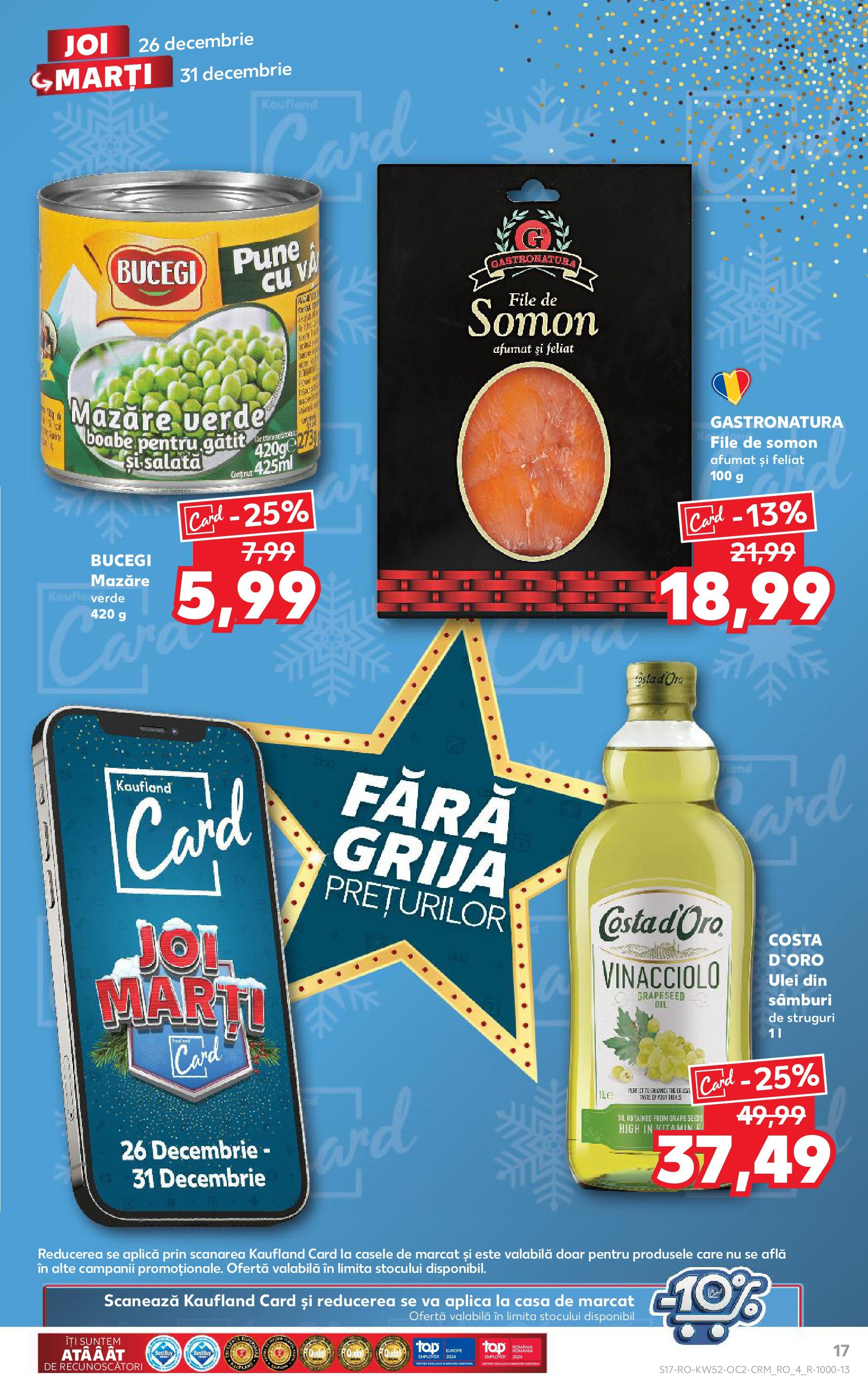 Kaufland - Catalog Kaufland până în data de 29.12.2024 24.12.2024 - Revista si Oferta | Pagină: 17 | Produse: Mazăre, Struguri, Ulei, Salată