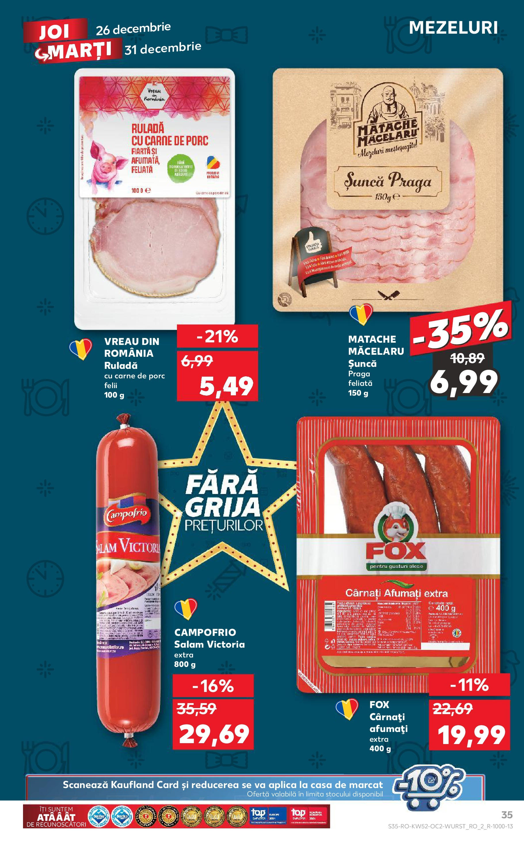 Kaufland - Catalog Kaufland până în data de 29.12.2024 24.12.2024 - Revista si Oferta | Pagină: 35 | Produse: Salam, Șuncă, Carne De Porc, Cârnați