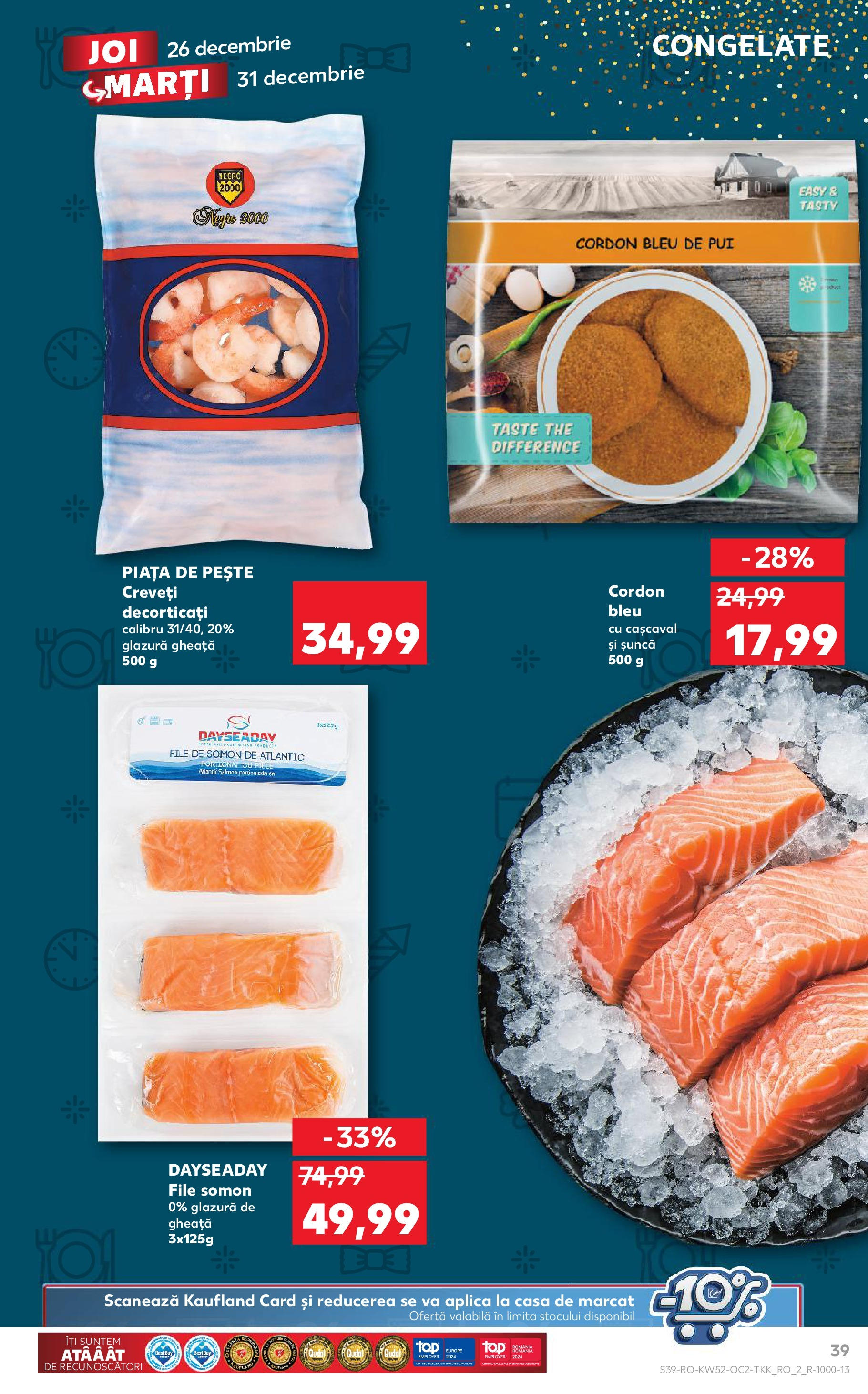 Kaufland - Catalog Kaufland până în data de 29.12.2024 24.12.2024 - Revista si Oferta | Pagină: 39 | Produse: Cordon bleu, Cașcaval, Șuncă, Pește