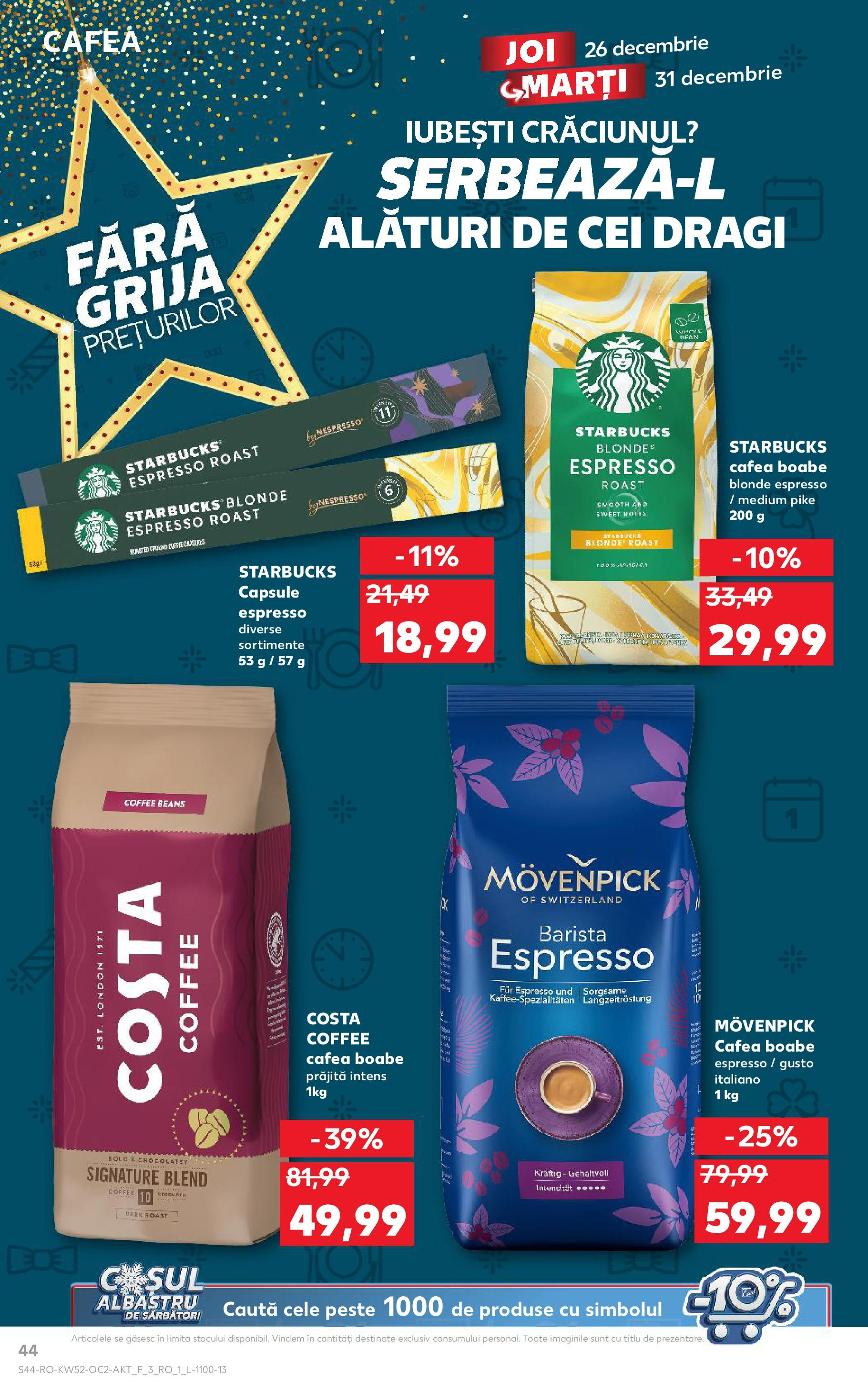 Kaufland - Catalog Kaufland până în data de 29.12.2024 24.12.2024 - Revista si Oferta | Pagină: 44 | Produse: Cafea, Pește