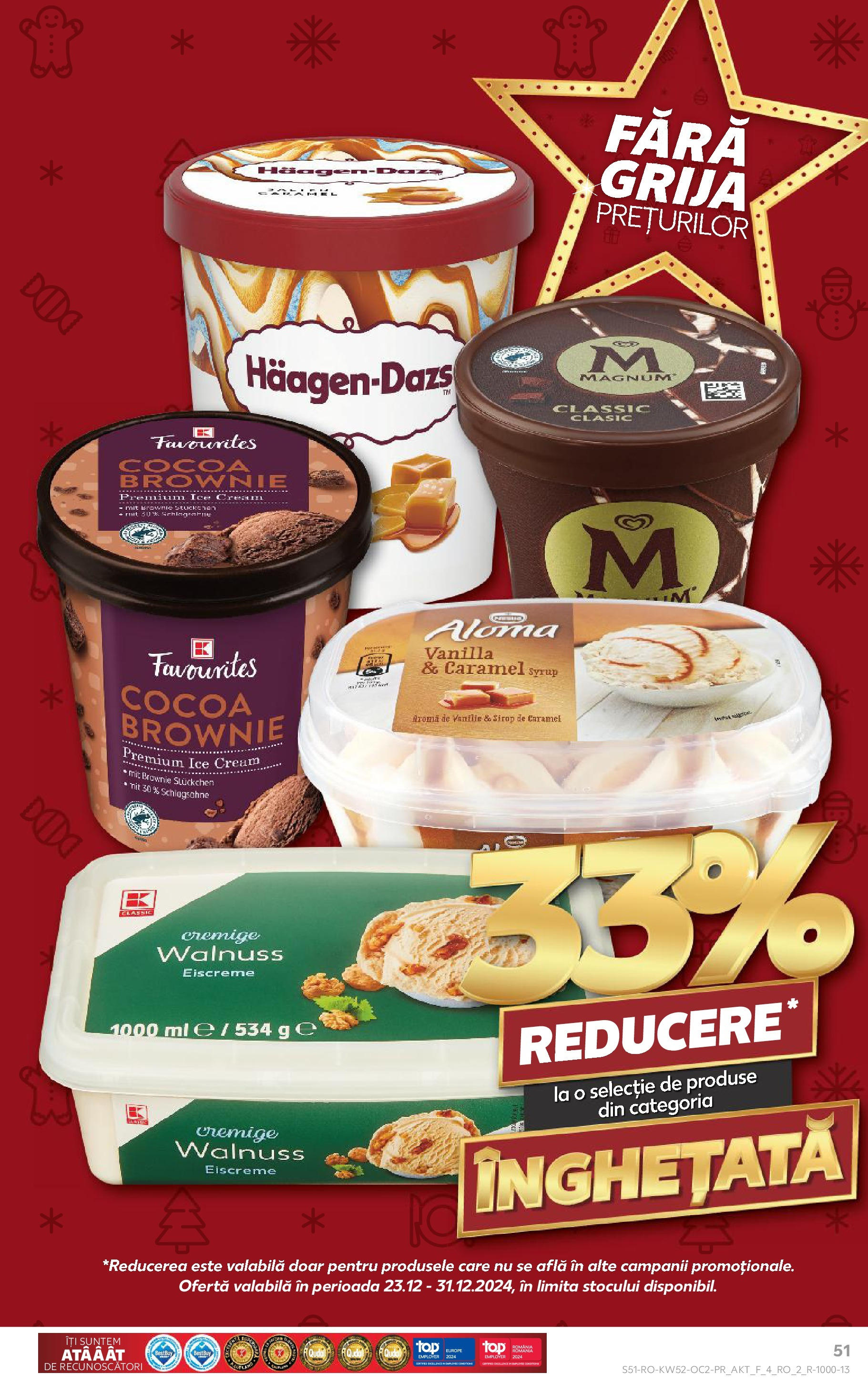 Kaufland - Catalog Kaufland până în data de 29.12.2024 24.12.2024 - Revista si Oferta | Pagină: 51 | Produse: Sirop, Înghețată