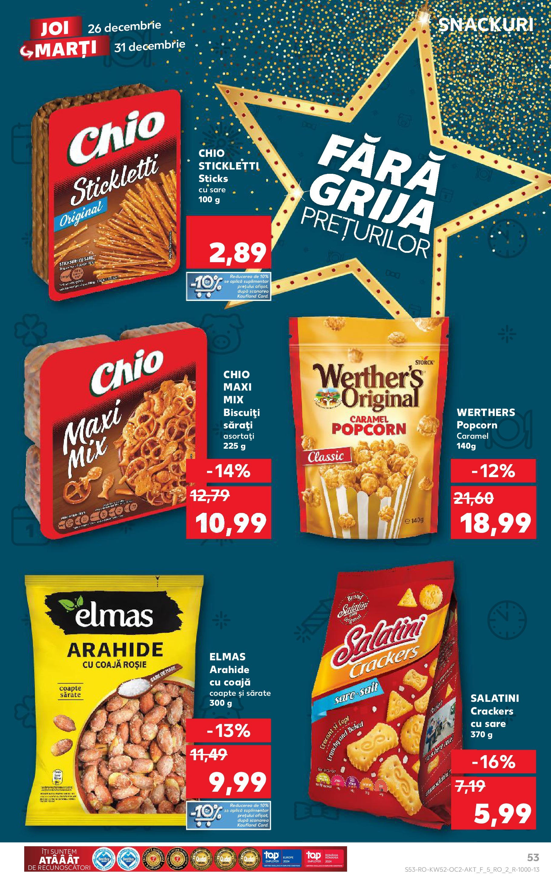 Kaufland - Catalog Kaufland până în data de 29.12.2024 24.12.2024 - Revista si Oferta | Pagină: 53 | Produse: Sticksuri, Arahide, Biscuiți, Sare