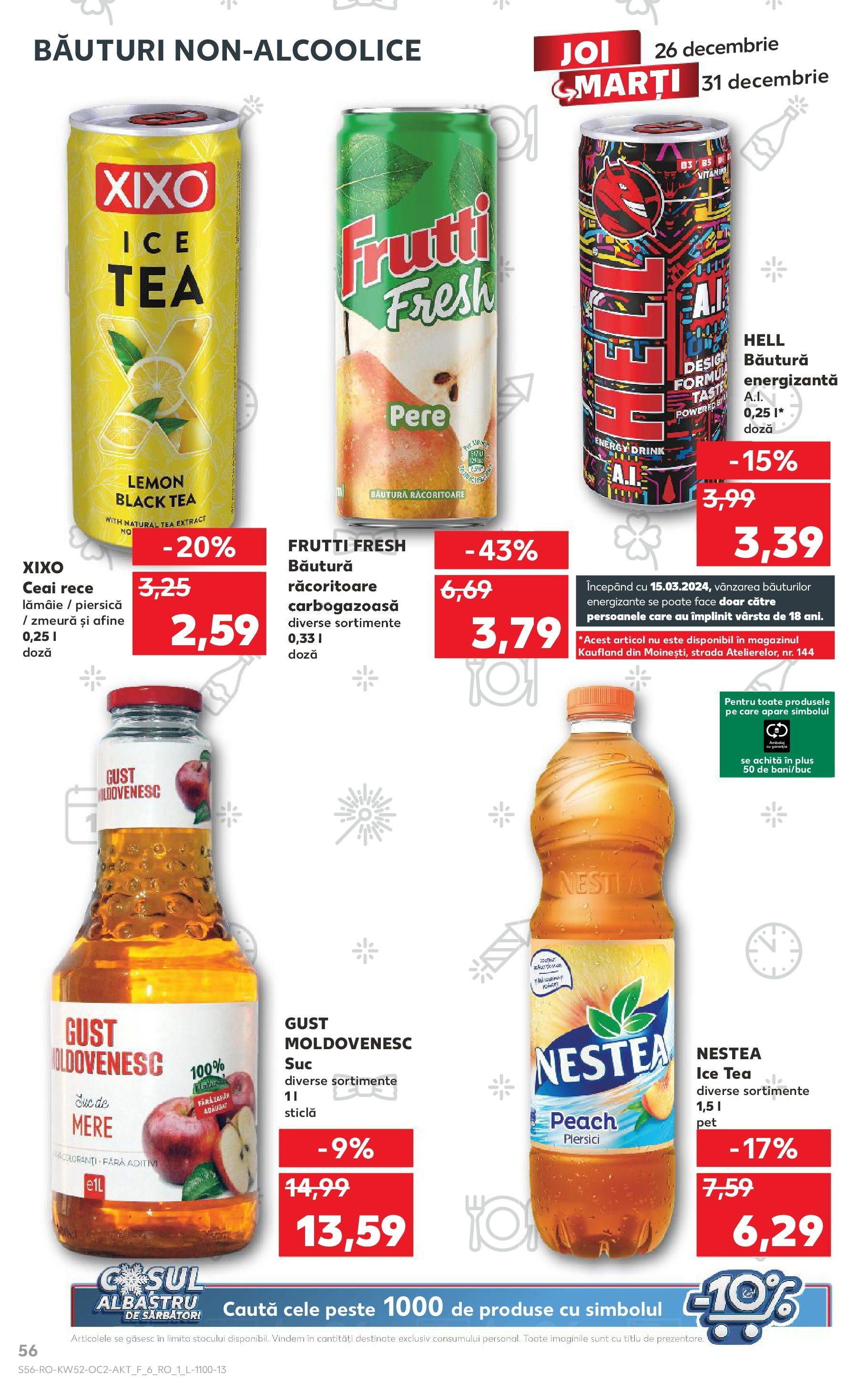 Kaufland - Catalog Kaufland până în data de 29.12.2024 24.12.2024 - Revista si Oferta | Pagină: 56 | Produse: Piersică, Afine, Pește, Ceai