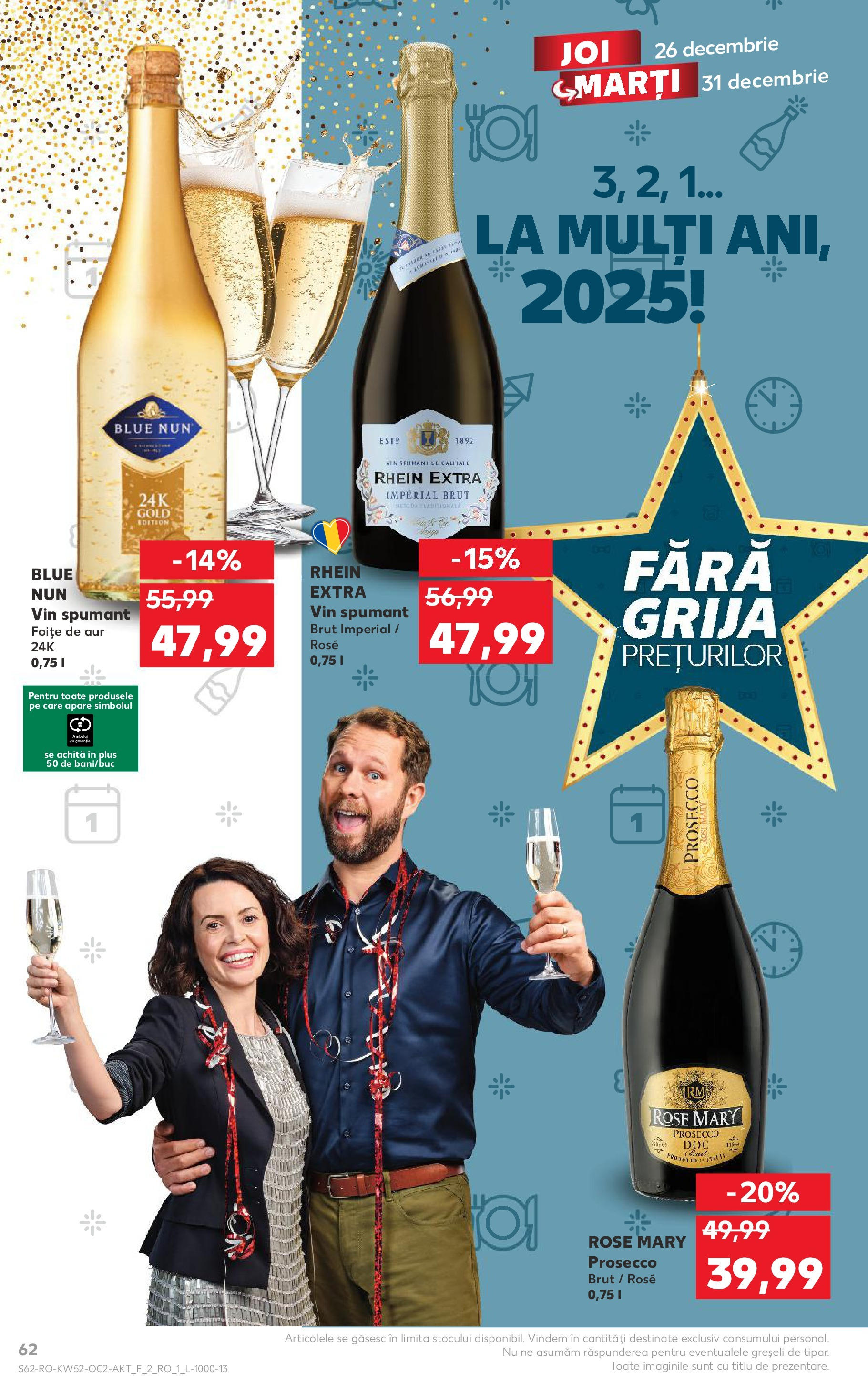 Kaufland - Catalog Kaufland până în data de 29.12.2024 24.12.2024 - Revista si Oferta | Pagină: 62 | Produse: Prosecco, Vin