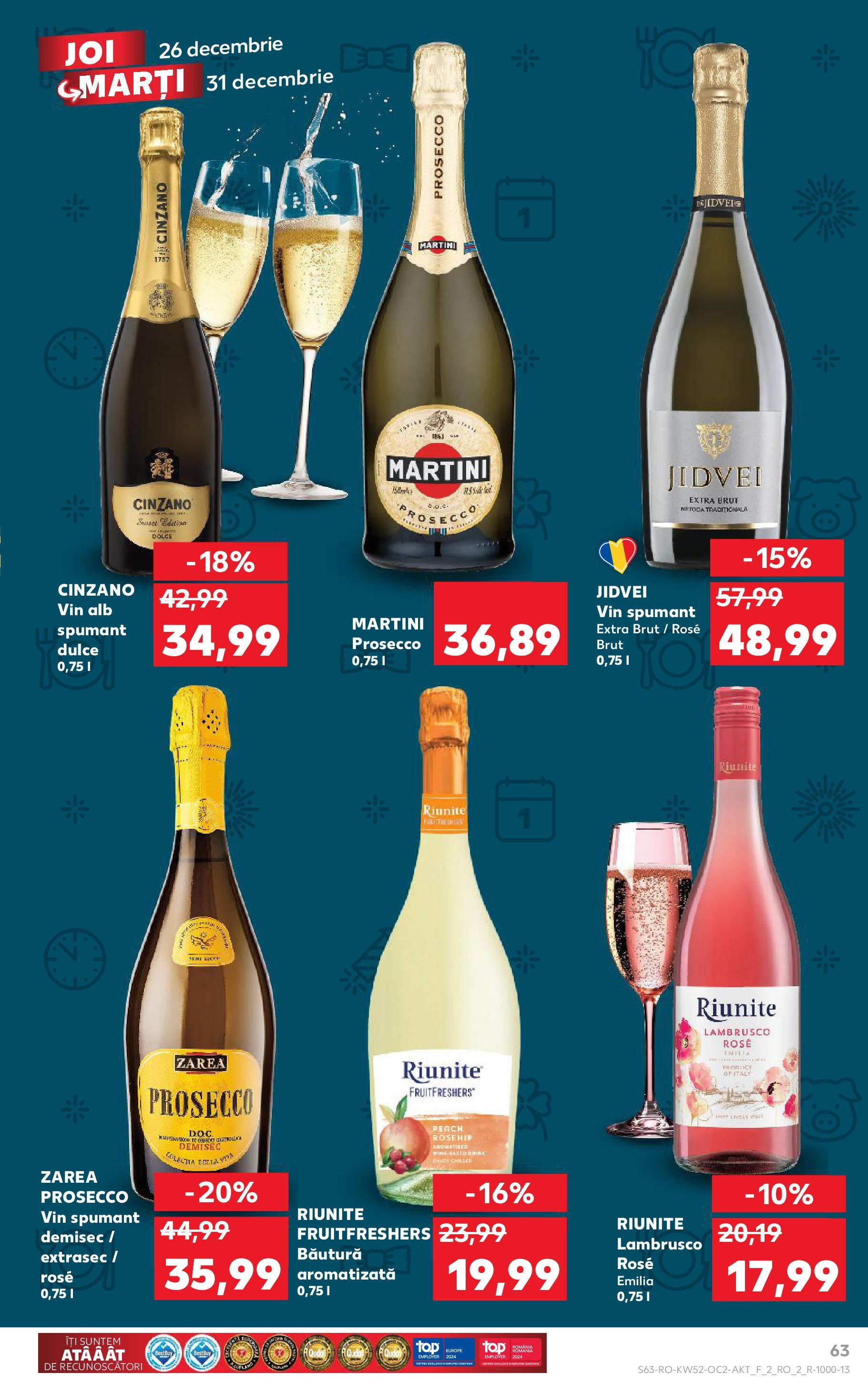 Kaufland - Catalog Kaufland până în data de 29.12.2024 24.12.2024 - Revista si Oferta | Pagină: 63 | Produse: Prosecco, Vin