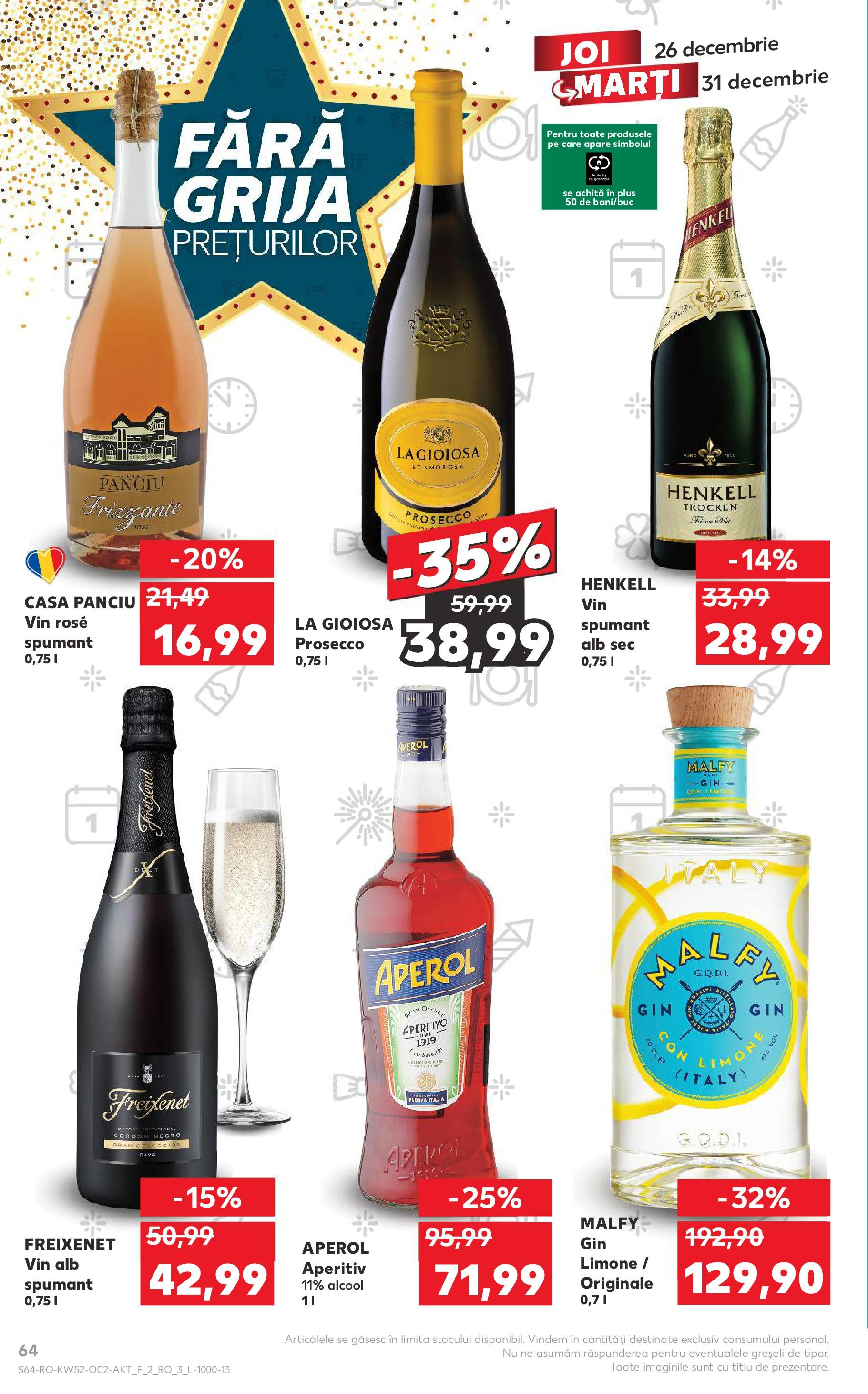 Kaufland - Catalog Kaufland până în data de 29.12.2024 24.12.2024 - Revista si Oferta | Pagină: 64 | Produse: Prosecco, Vin, Gin, Aperol