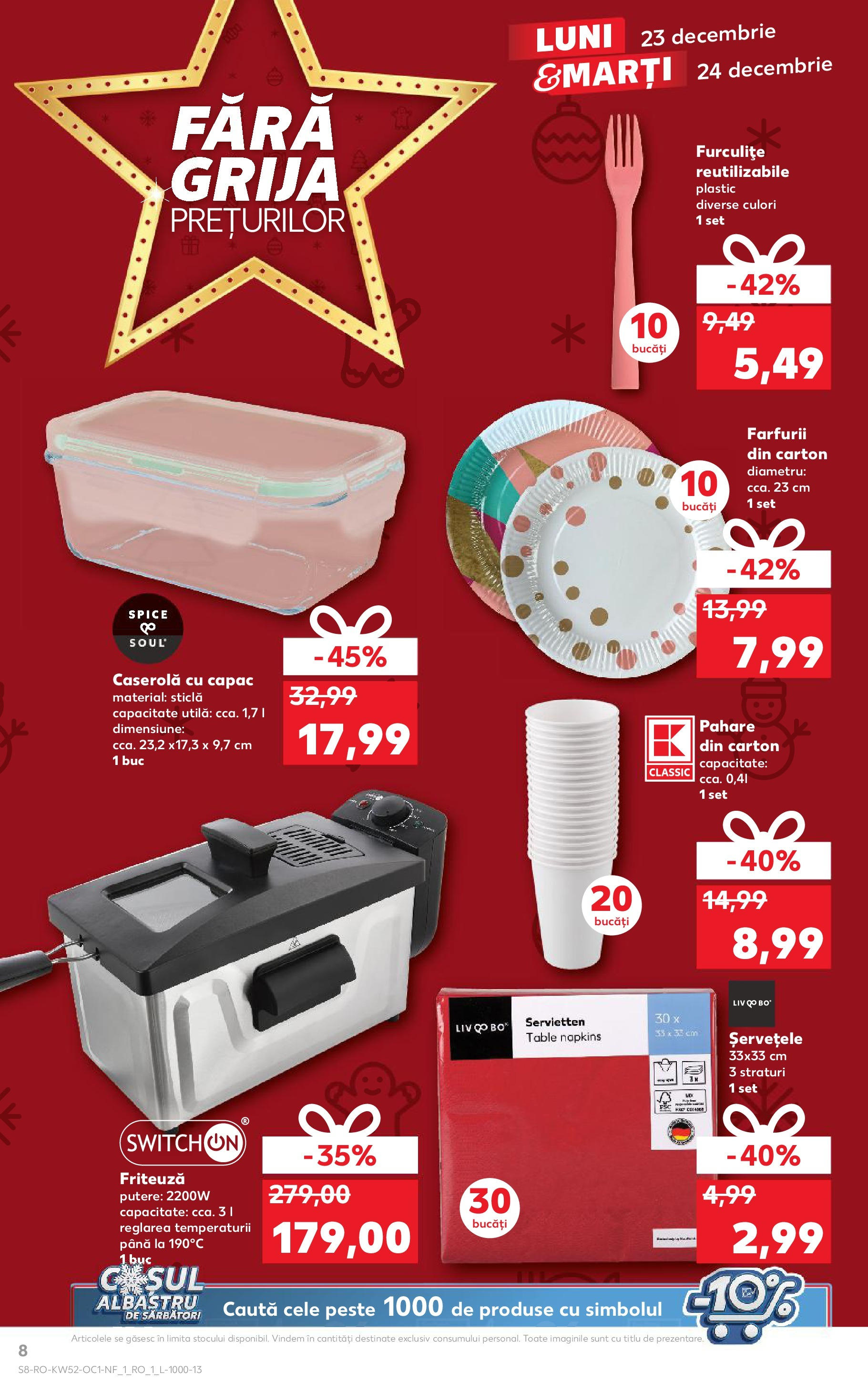 Catalog Kaufland CRĂCIUN de la 23.12.2024 | Pagină: 8 | Produse: Pahare, Friteuză, Pește