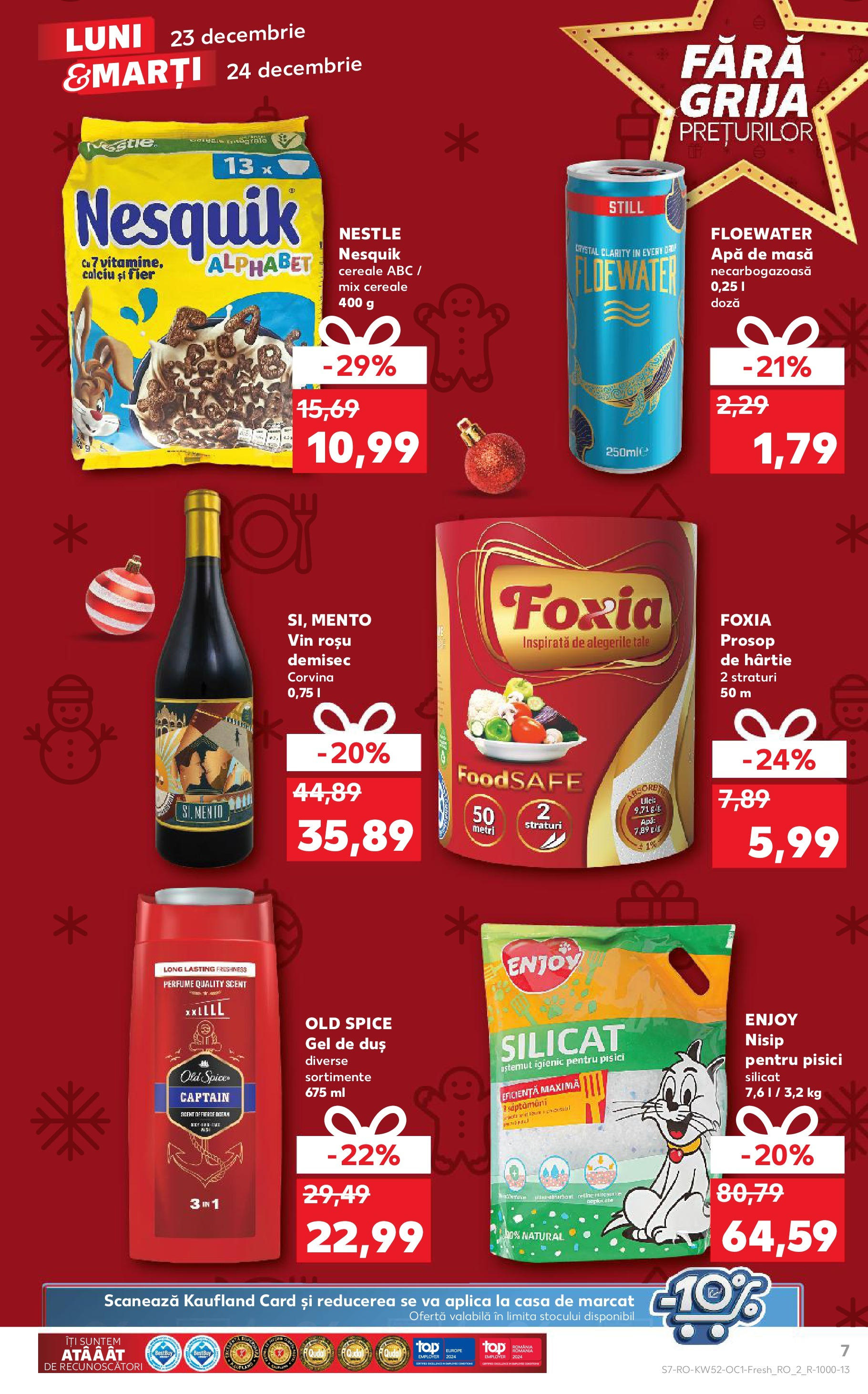 Catalog Kaufland CRĂCIUN de la 23.12.2024 | Pagină: 7 | Produse: Masă, Vin, Gel de duș, Apă