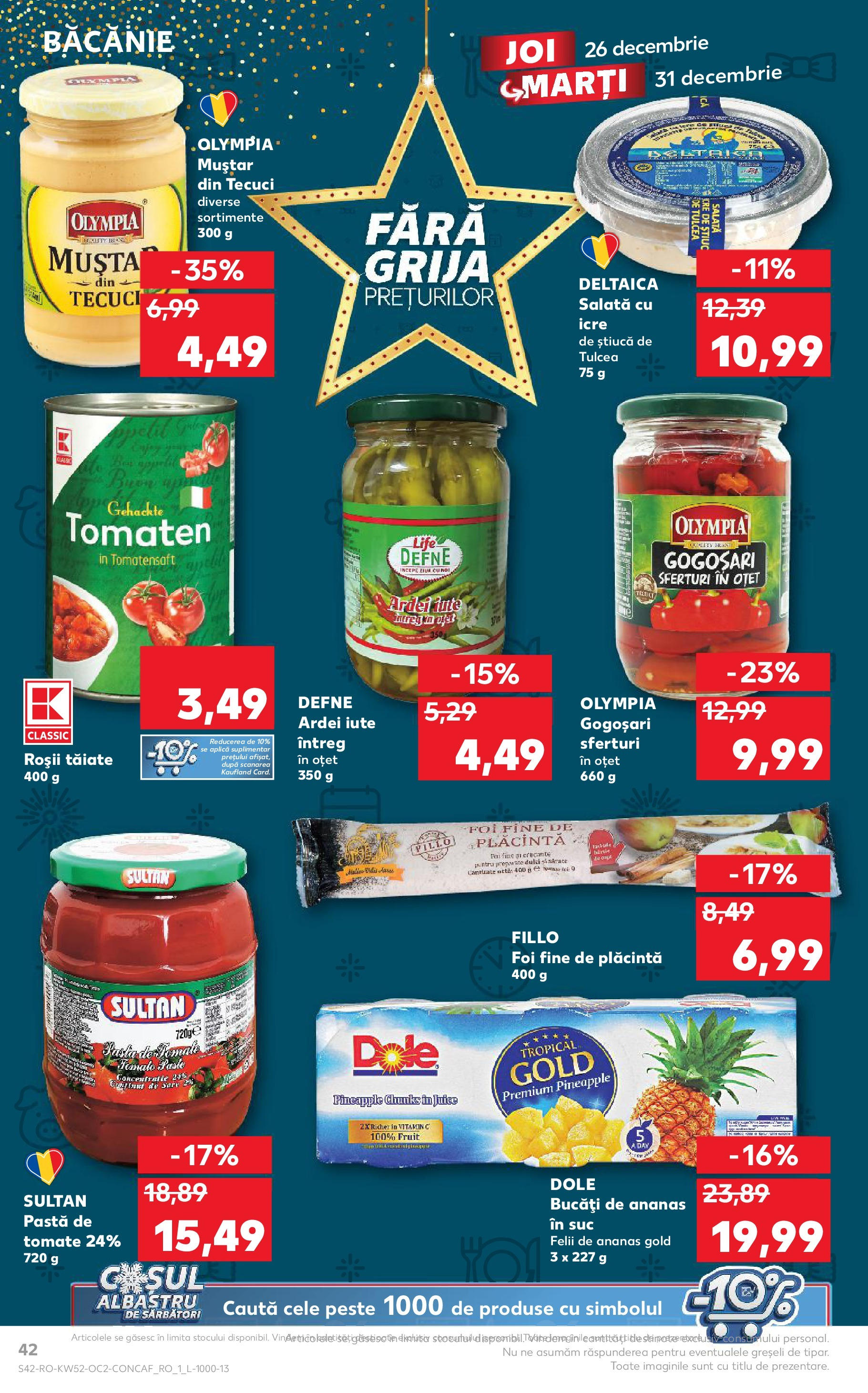 Catalog Kaufland - Bucureşti 26.12.2024 - Revista si Oferta | Pagină: 42 | Produse: Oțet, Roșii, Pește, Muștar