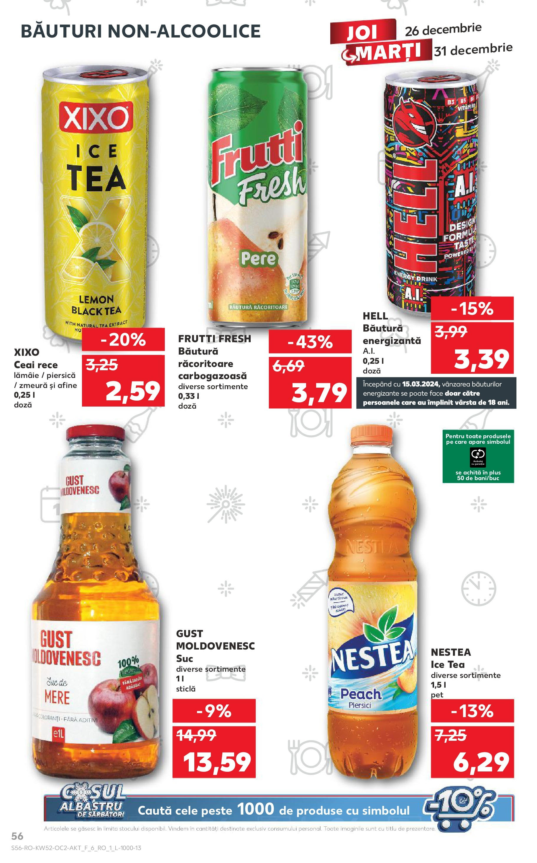 Catalog Kaufland - Bucureşti 26.12.2024 - Revista si Oferta | Pagină: 56 | Produse: Piersică, Băutură energizantă, Pește, Lămâie