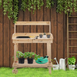 Outsunny Pflanztischmit Rollen natur B/H/L: ca. 45x119x92 cm