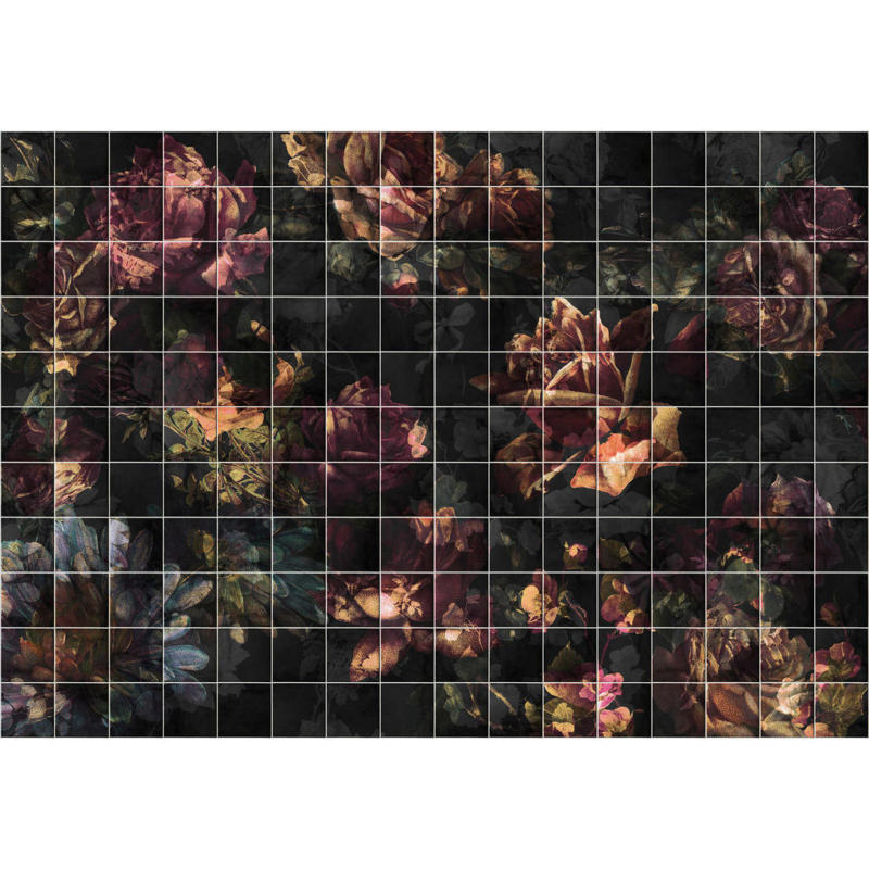 Komar Fototapete Tiles Flowers B/L: ca. 400x280 cm