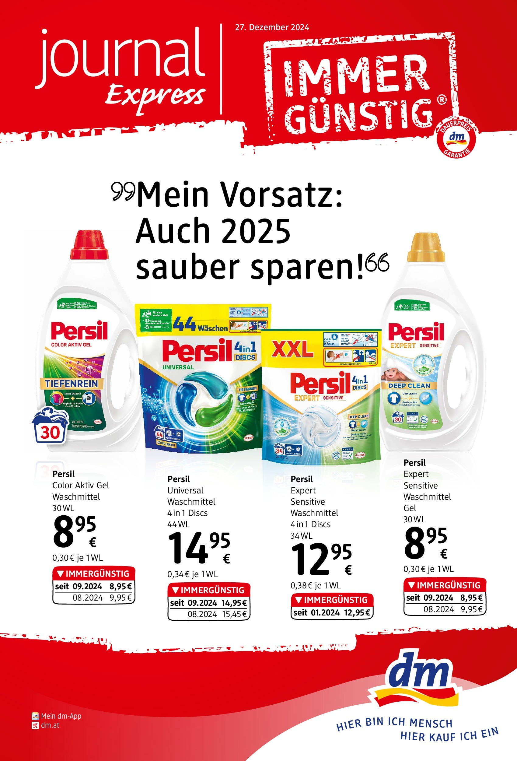 dm drogerie markt Journal Express von 27.12.2024 - Aktuelle Angebote | Seite: 1 | Produkte: Waschmittel