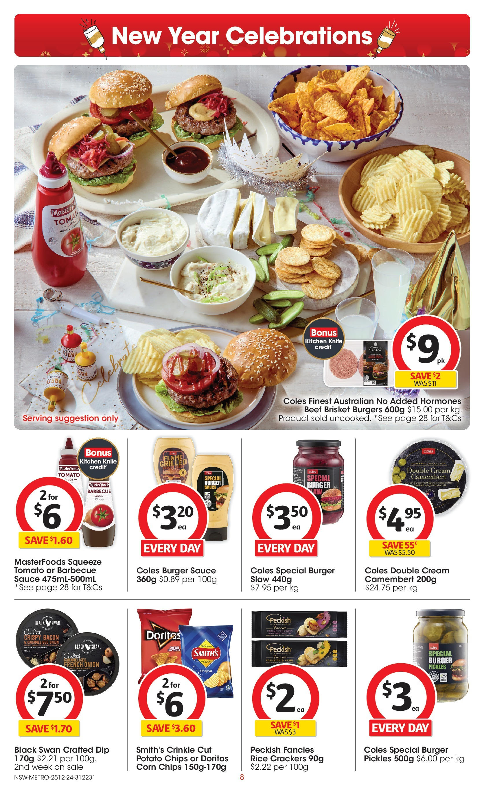 ﻿﻿Coles catalogue valid from 24/12/2024 > Online Australia | Page: 8 | Products: Bacon, Beef, Sauce, Vinegar