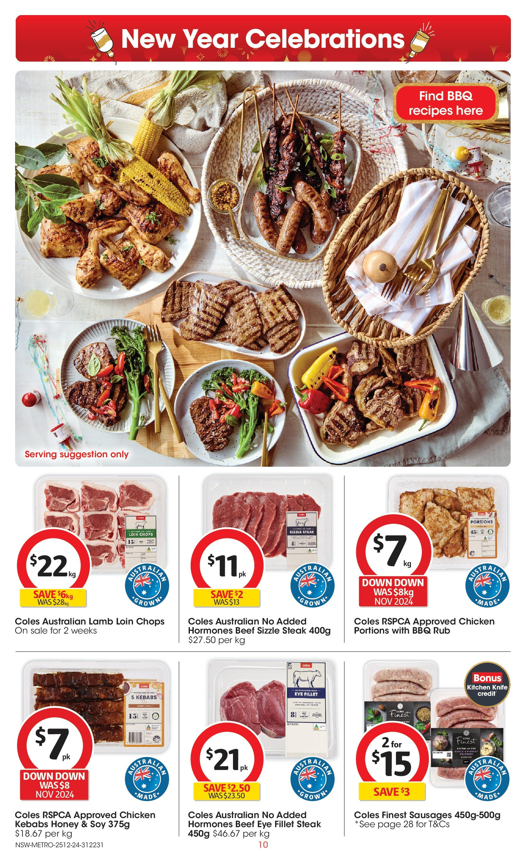 ﻿﻿Coles catalogue valid from 24/12/2024 > Online Australia | Page: 10 | Products: Honey, Chicken, Steak, Garlic