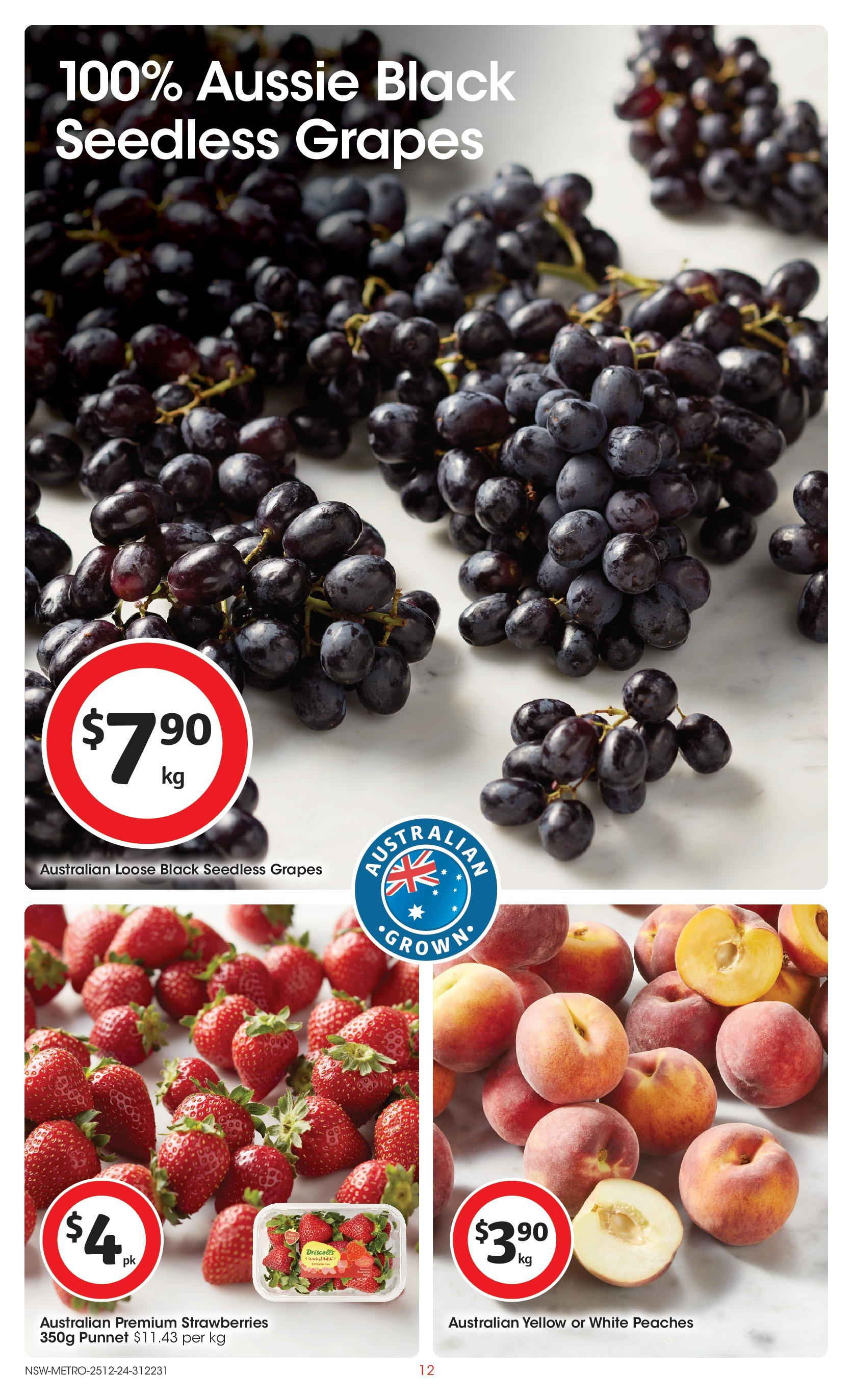 ﻿﻿Coles catalogue valid from 24/12/2024 > Online Australia | Page: 12 | Products: Strawberries, Grapes