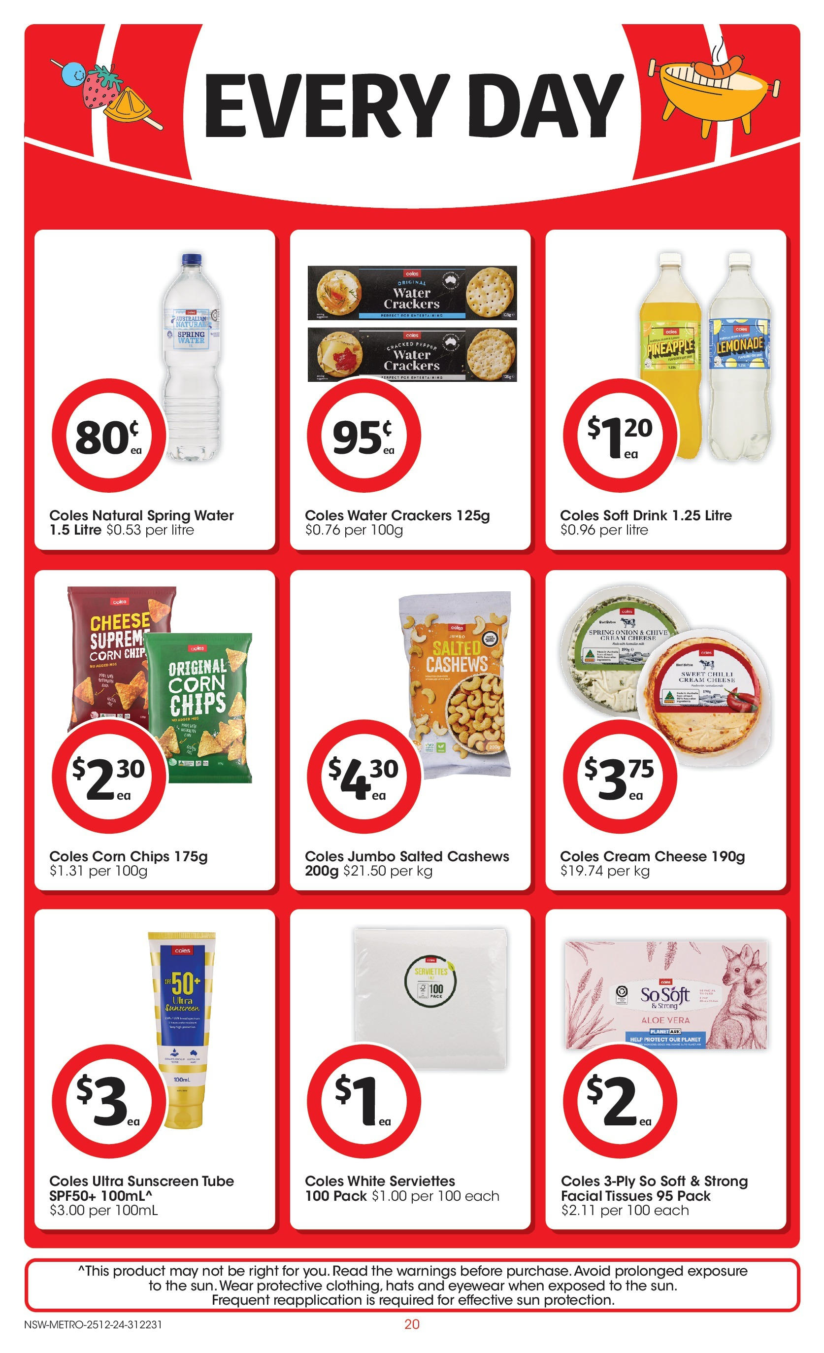 ﻿﻿Coles catalogue valid from 24/12/2024 > Online Australia | Page: 20 | Products: Sunscreen, Pineapple, Cream, Chilli