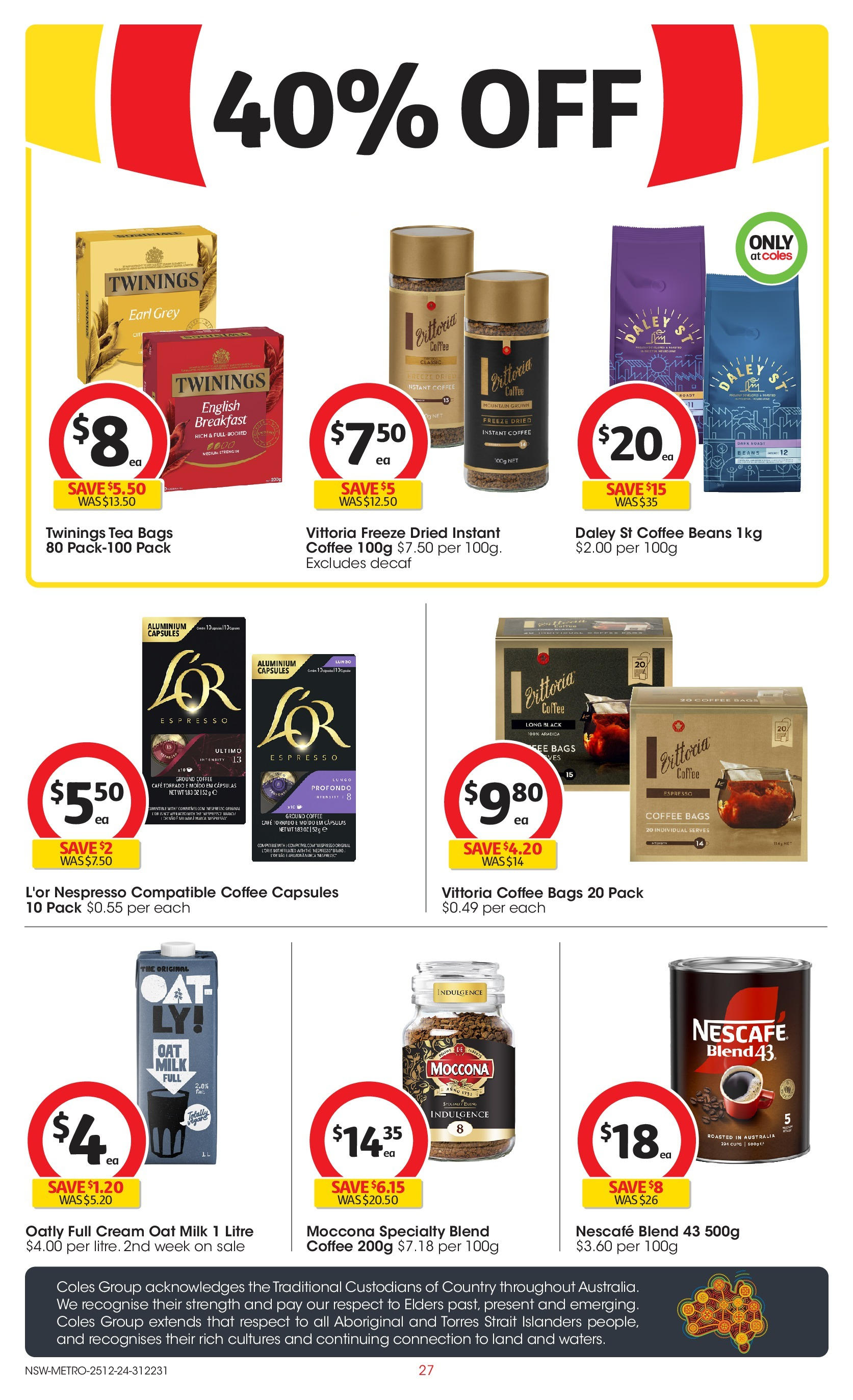 ﻿﻿Coles catalogue valid from 24/12/2024 > Online Australia | Page: 27 | Products: Coffee, Tea, Cream, Moccona