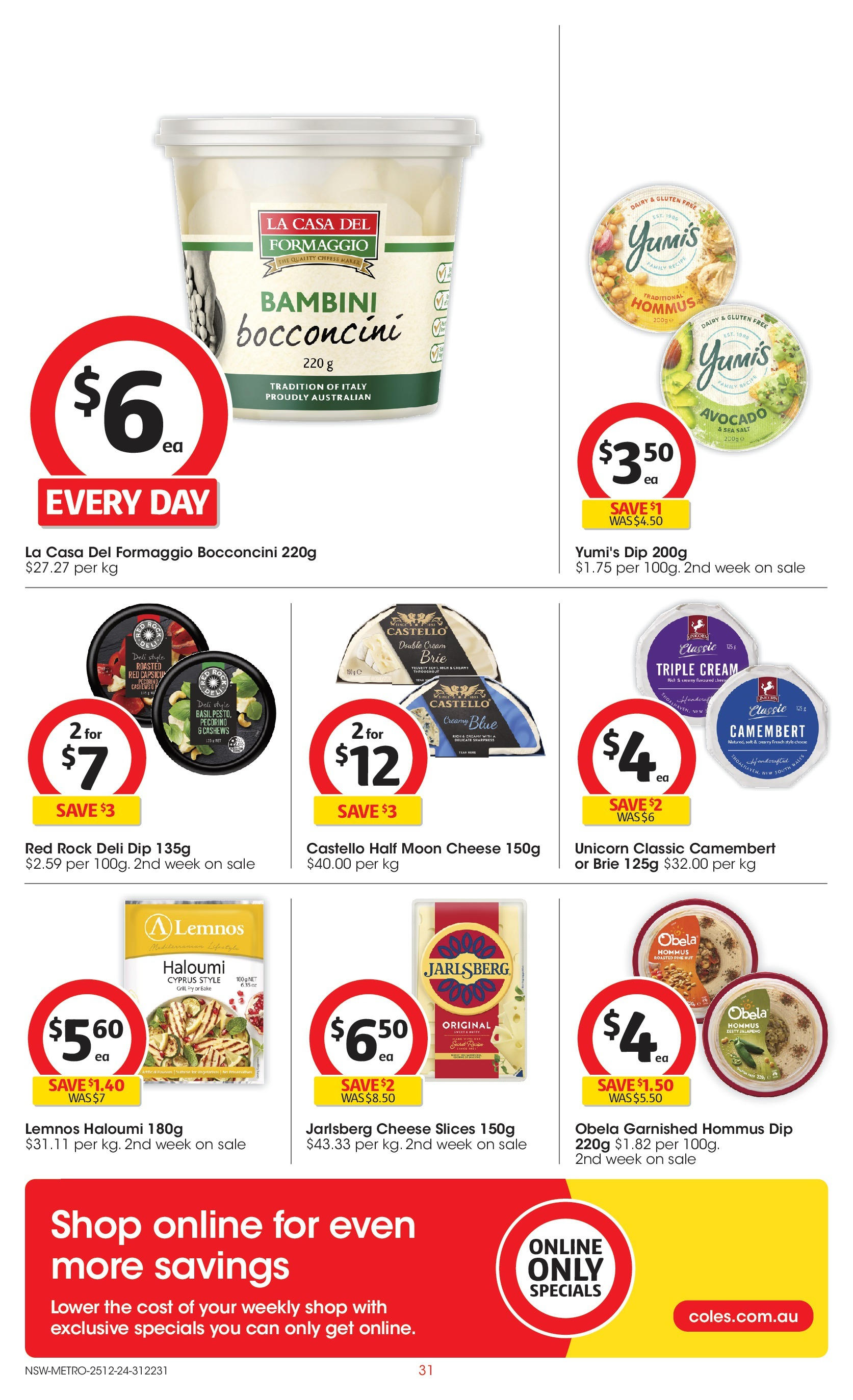 ﻿﻿Coles catalogue valid from 24/12/2024 > Online Australia | Page: 31 | Products: Cheese, Cream, Avocado, Salt