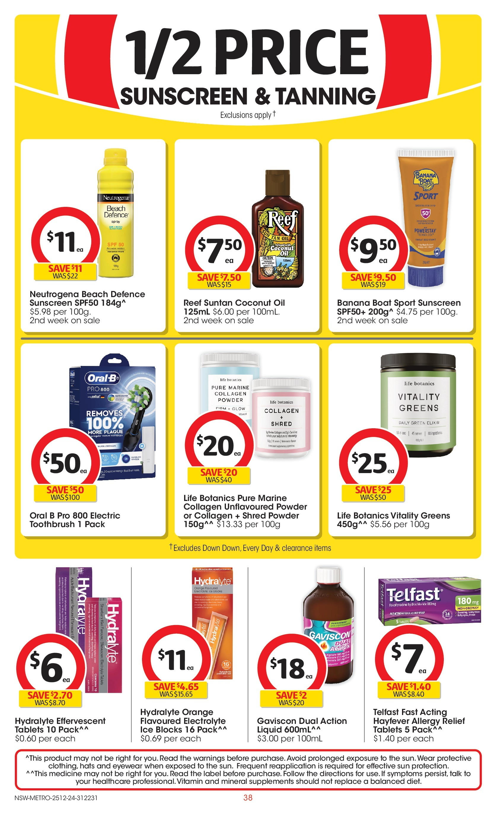 ﻿﻿Coles catalogue valid from 24/12/2024 > Online Australia | Page: 38 | Products: Sunscreen, Greens, Vitamin, Allergy