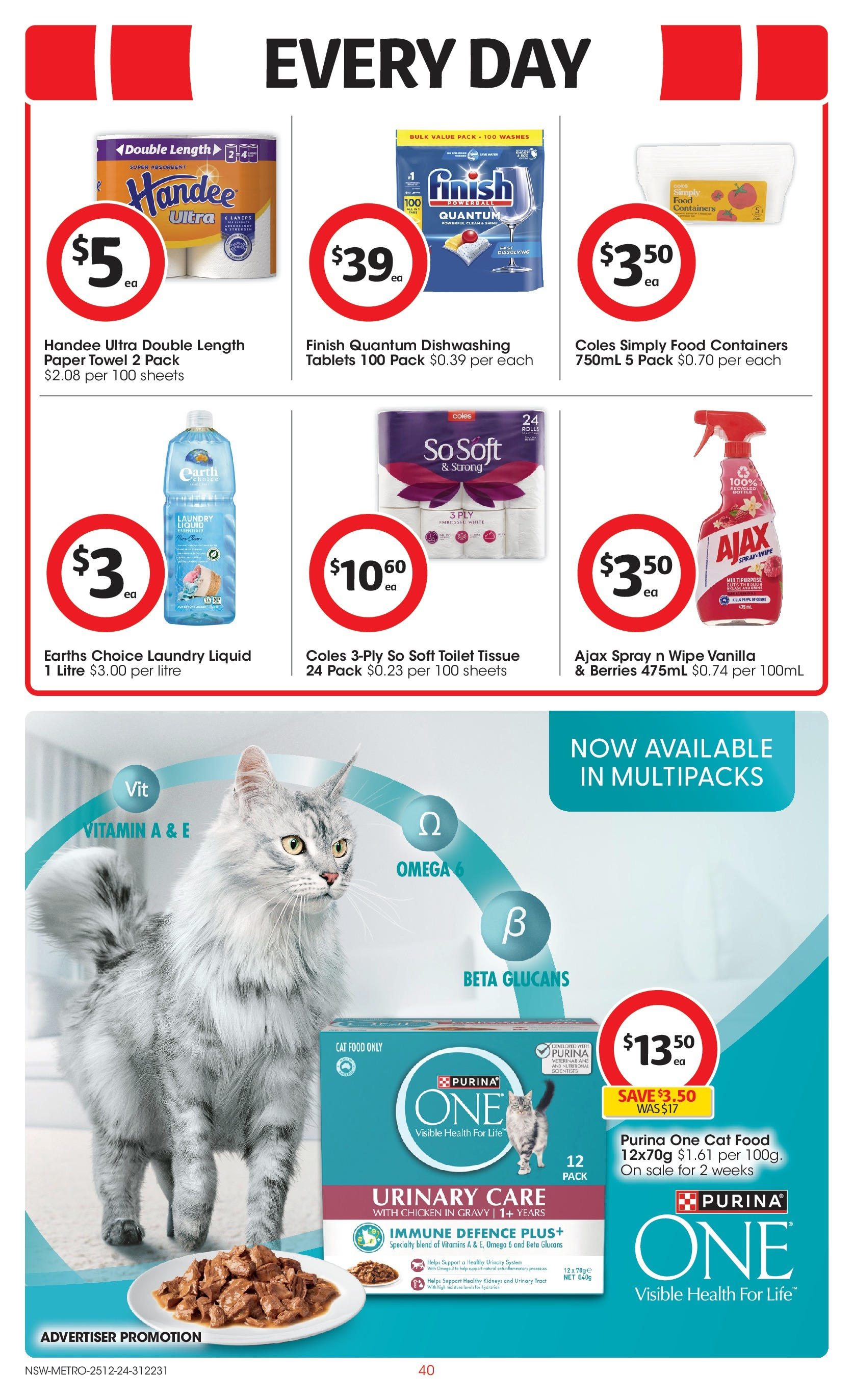 ﻿﻿Coles catalogue valid from 24/12/2024 > Online Australia | Page: 40 | Products: Toilet, Chicken, Multipurpose, Vitamin