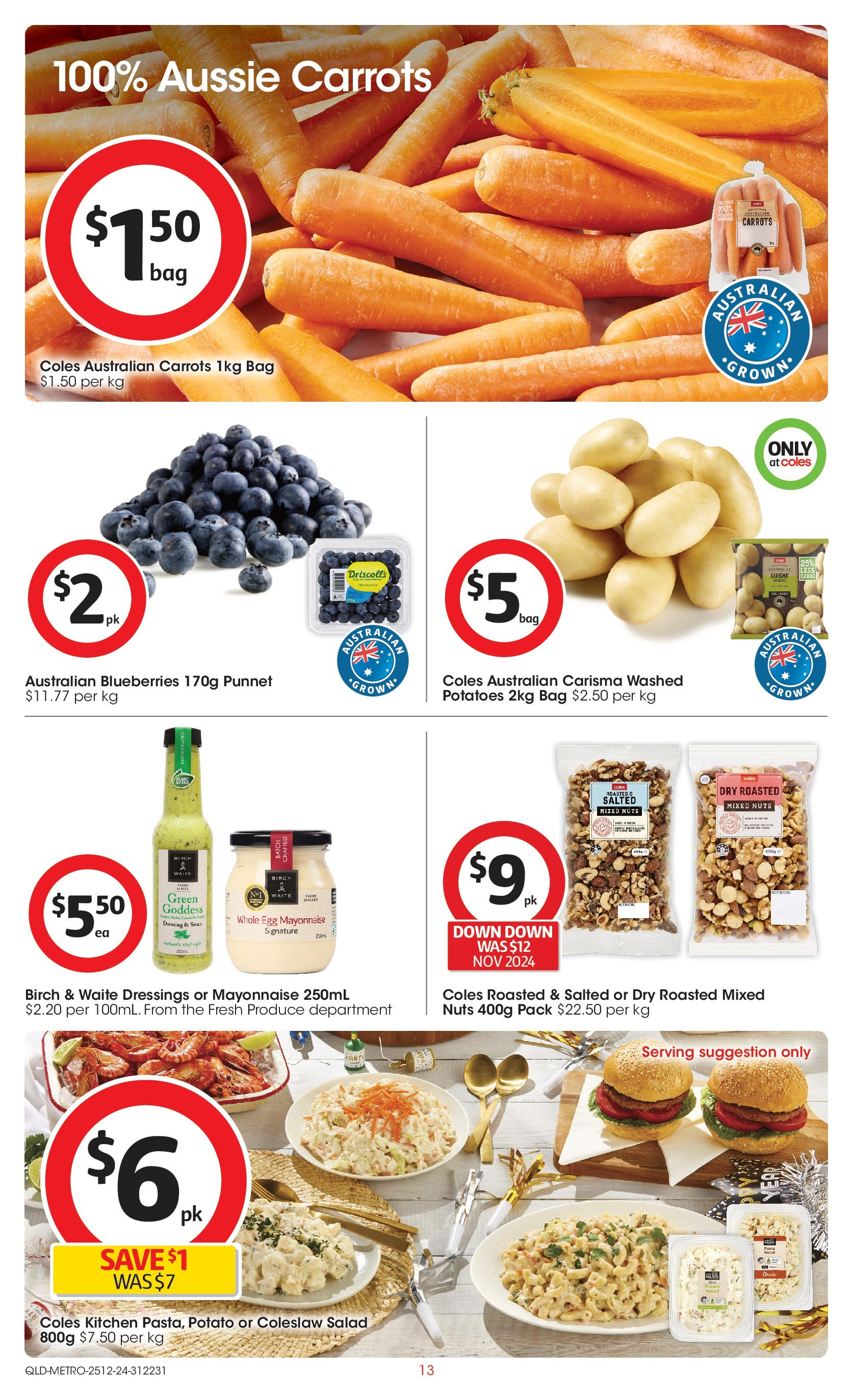 ﻿﻿Coles catalogue valid from 25/12/2024 > Online Australia | Page: 13 | Products: Potatoes, Mayonnaise, Blueberries, Bag