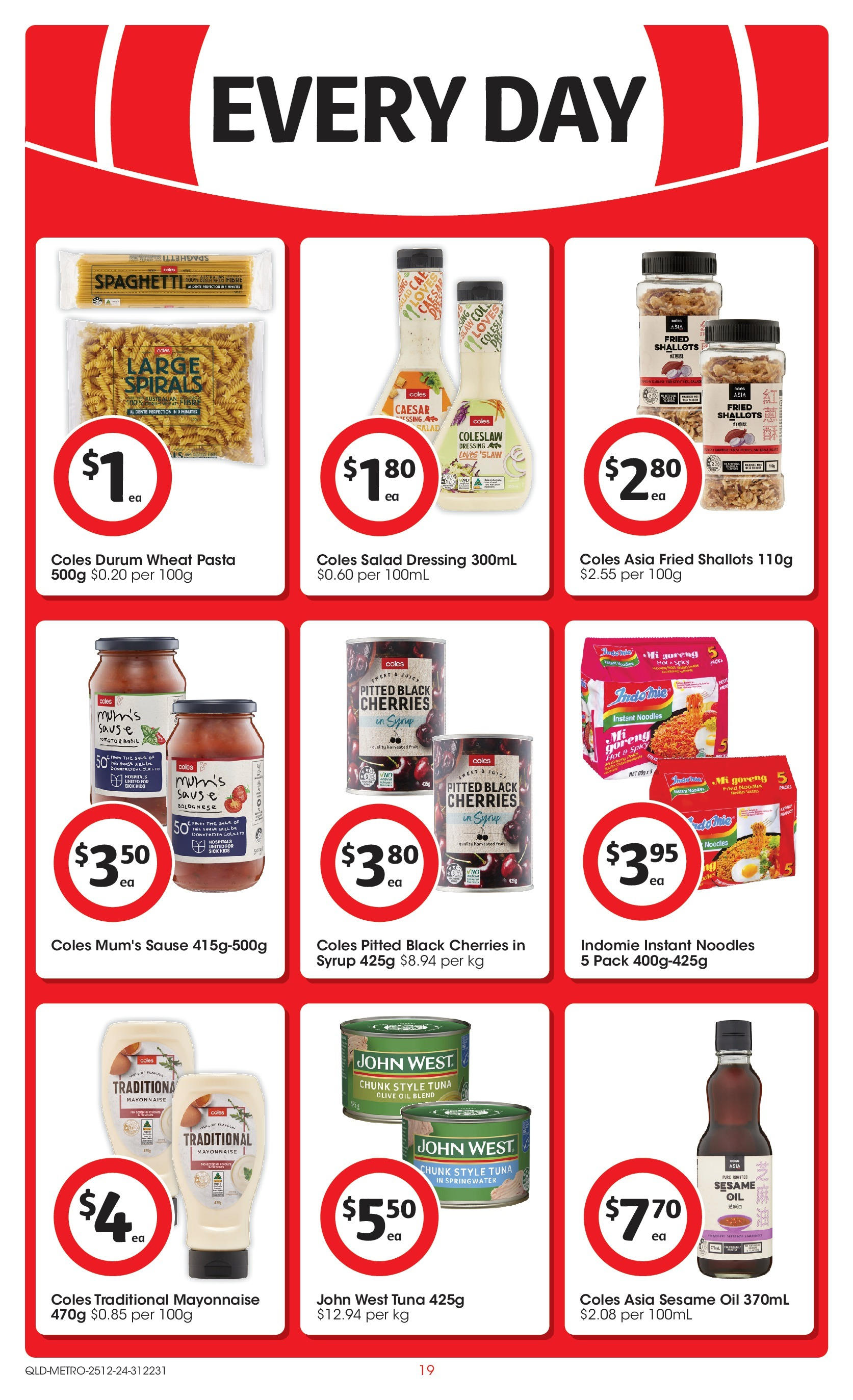 ﻿﻿Coles catalogue valid from 25/12/2024 > Online Australia | Page: 19 | Products: Oil, Pasta, Mayonnaise, Tuna