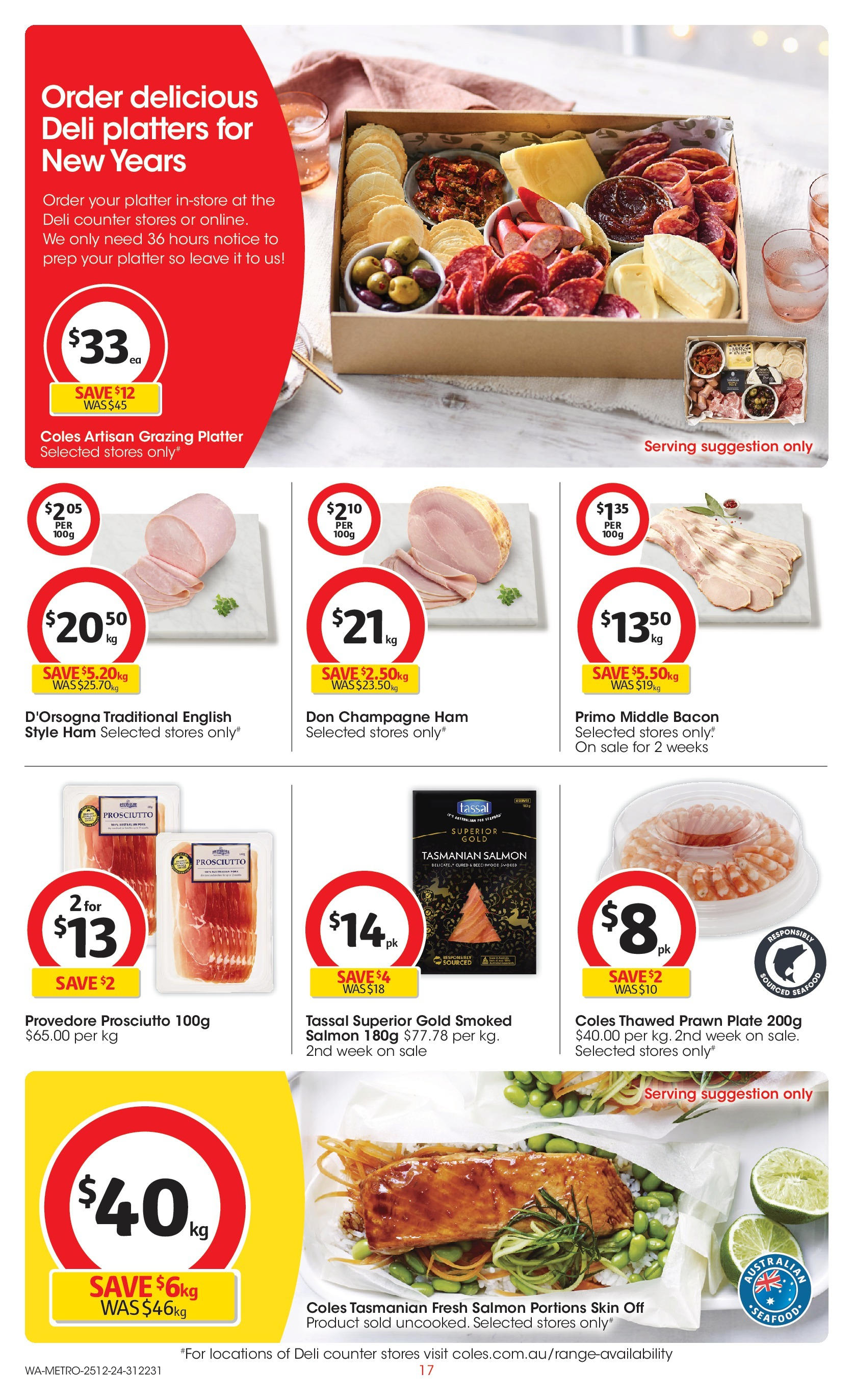 ﻿﻿Coles catalogue valid from 25/12/2024 > Online Australia | Page: 17 | Products: Bacon, Ham, Salmon