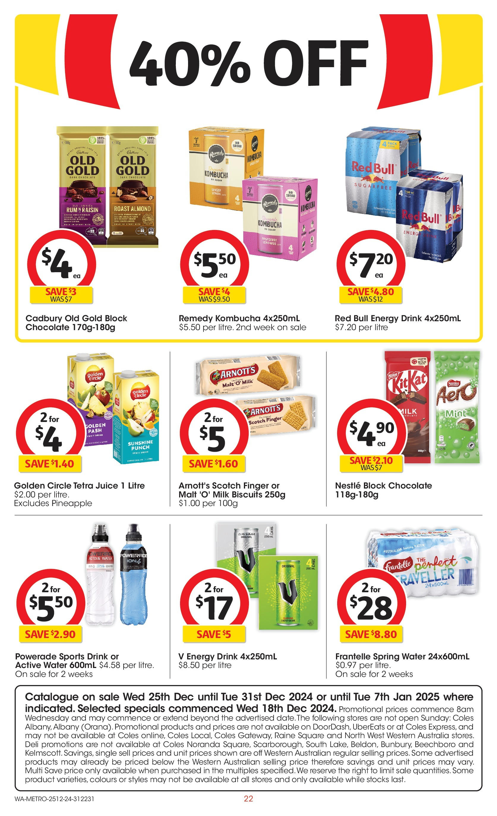 ﻿﻿Coles catalogue valid from 25/12/2024 > Online Australia | Page: 22 | Products: Ginger, Juice, Biscuits, Water