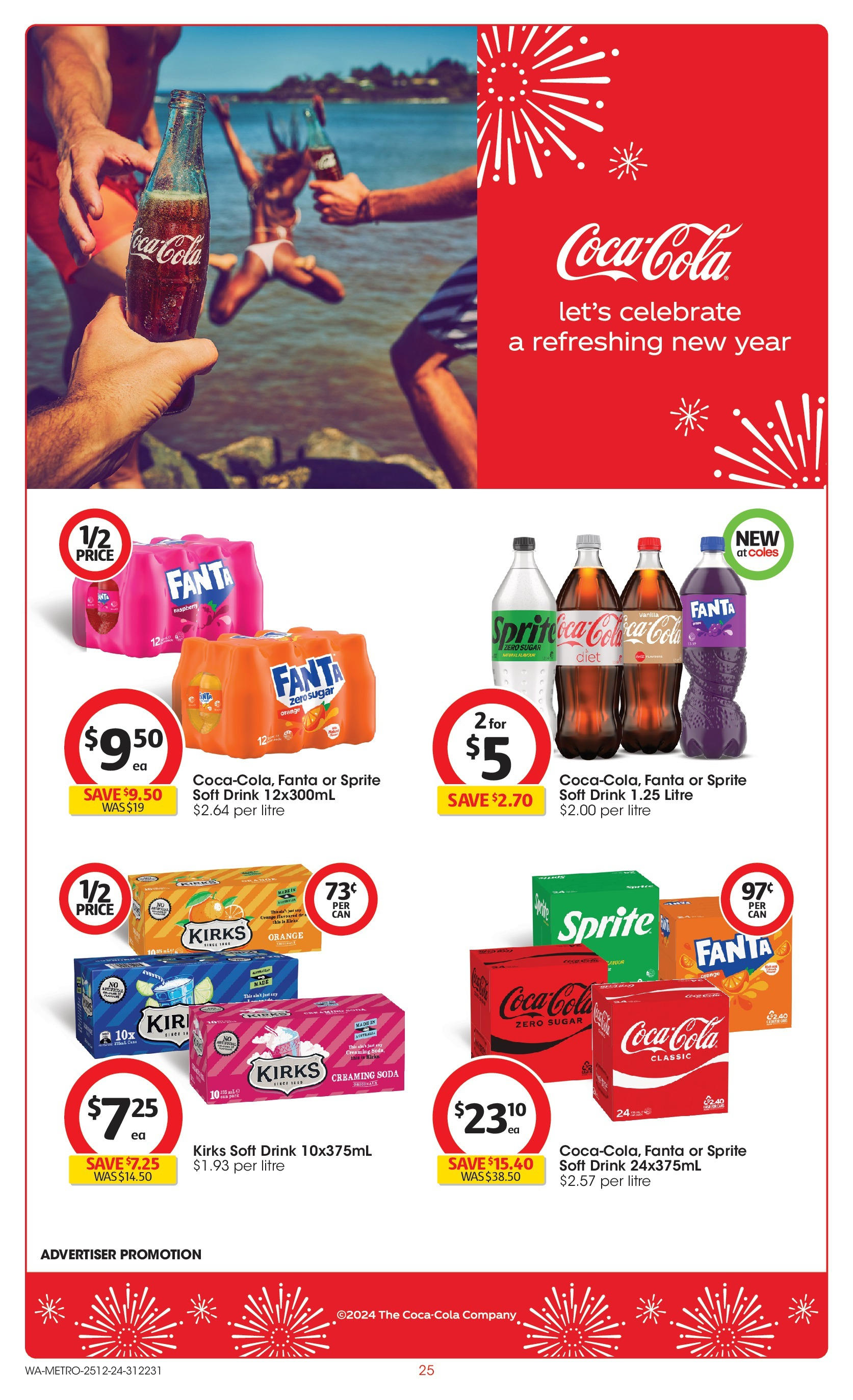 ﻿﻿Coles catalogue valid from 25/12/2024 > Online Australia | Page: 25 | Products: Coca Cola, Sugar, Raspberry