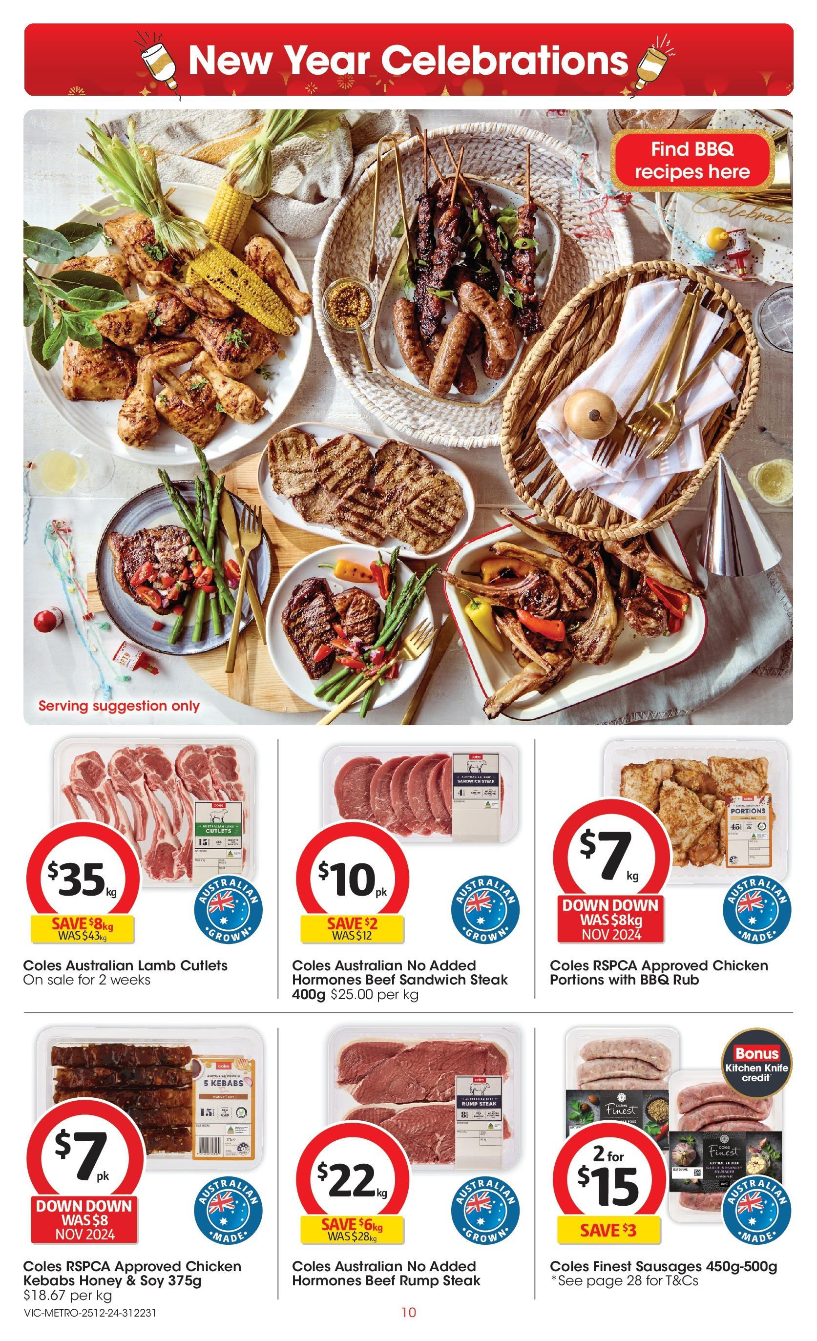 ﻿﻿Coles catalogue valid from 24/12/2024 > Online Australia | Page: 10 | Products: Lamb, Beef, Garlic, Parsley