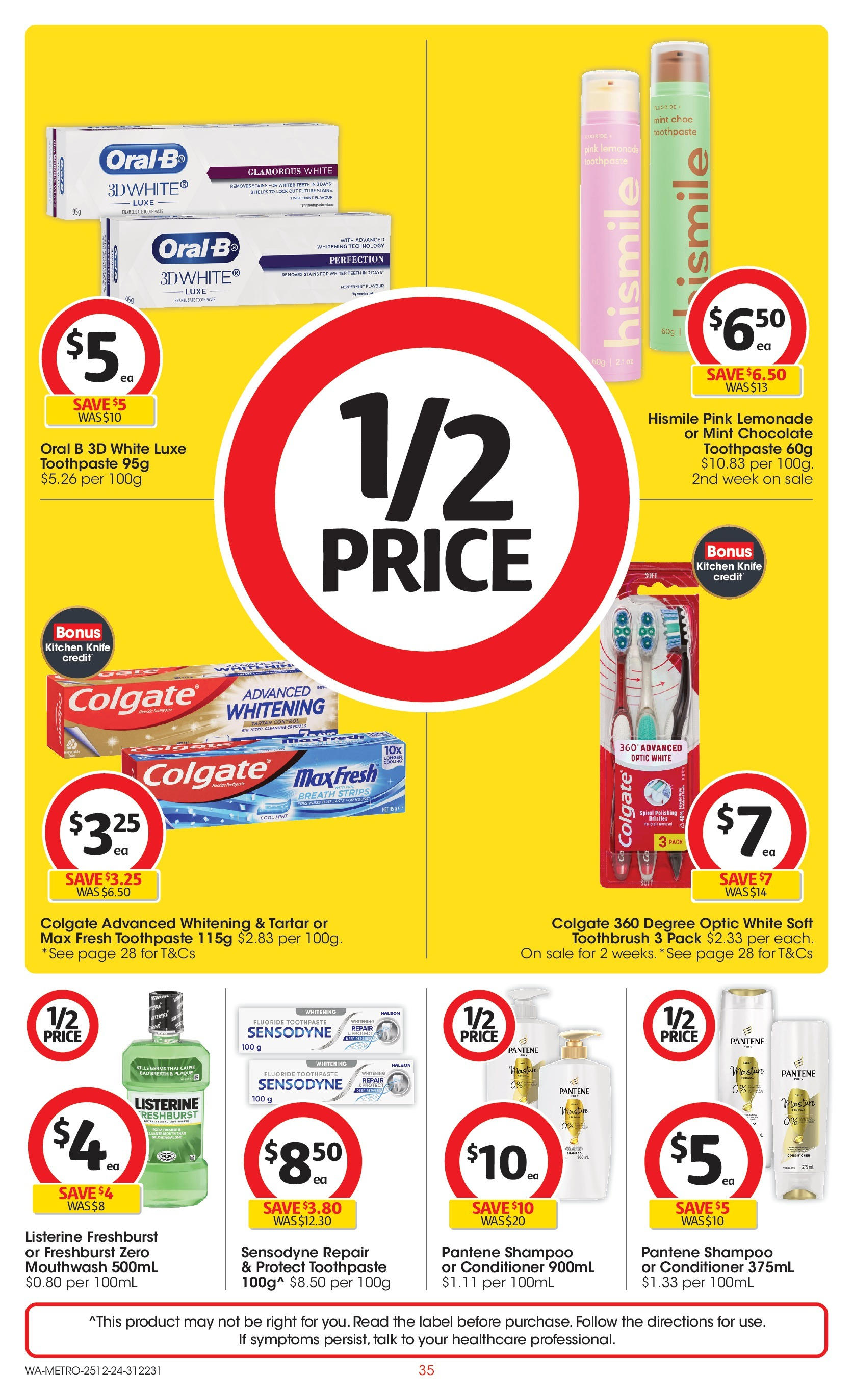 ﻿﻿Coles catalogue valid from 25/12/2024 > Online Australia | Page: 35 | Products: Conditioner, Toothpaste, Mouthwash, Safe