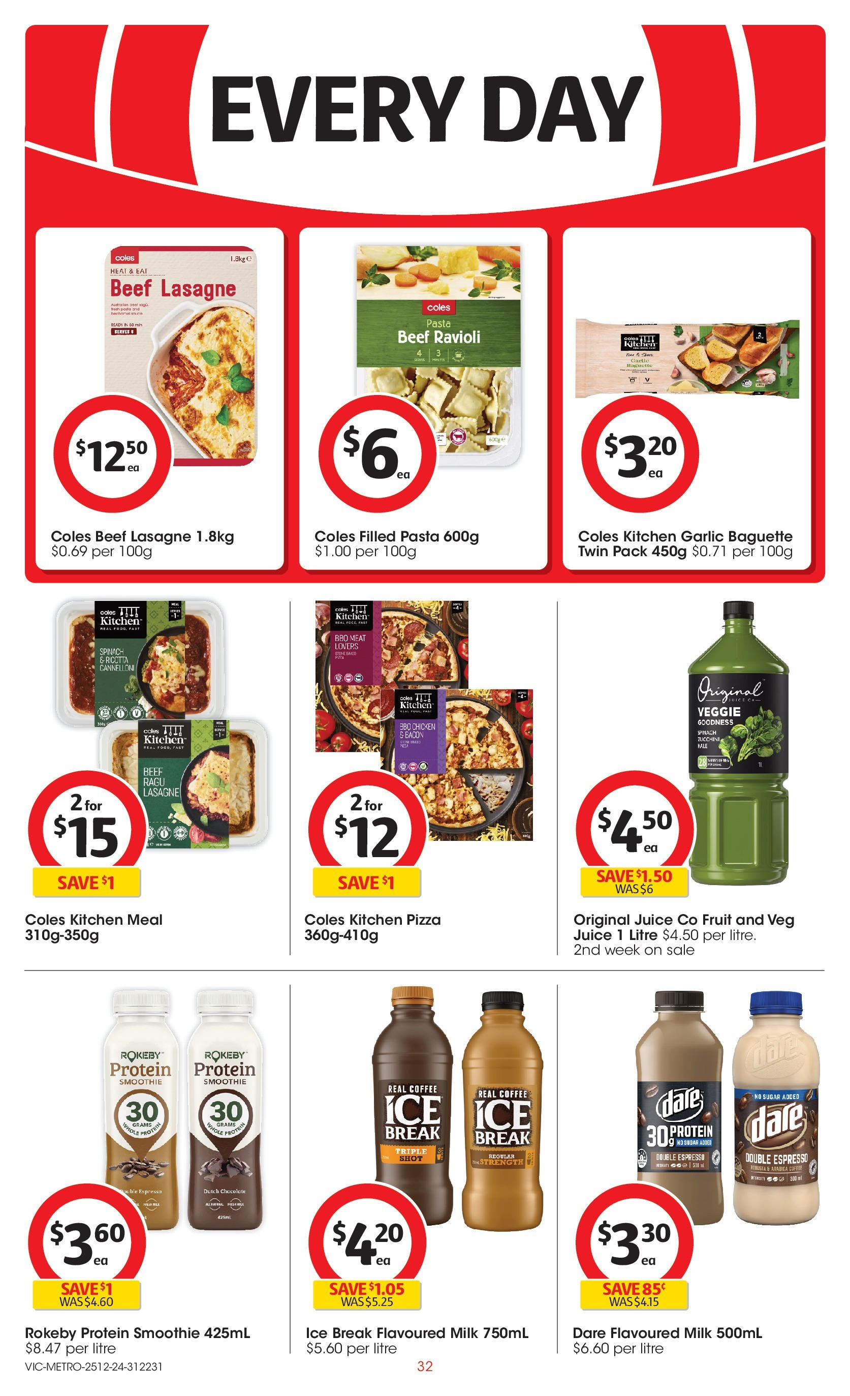 ﻿﻿Coles catalogue valid from 24/12/2024 > Online Australia | Page: 32 | Products: Milk, Pizza, Juice, Meat