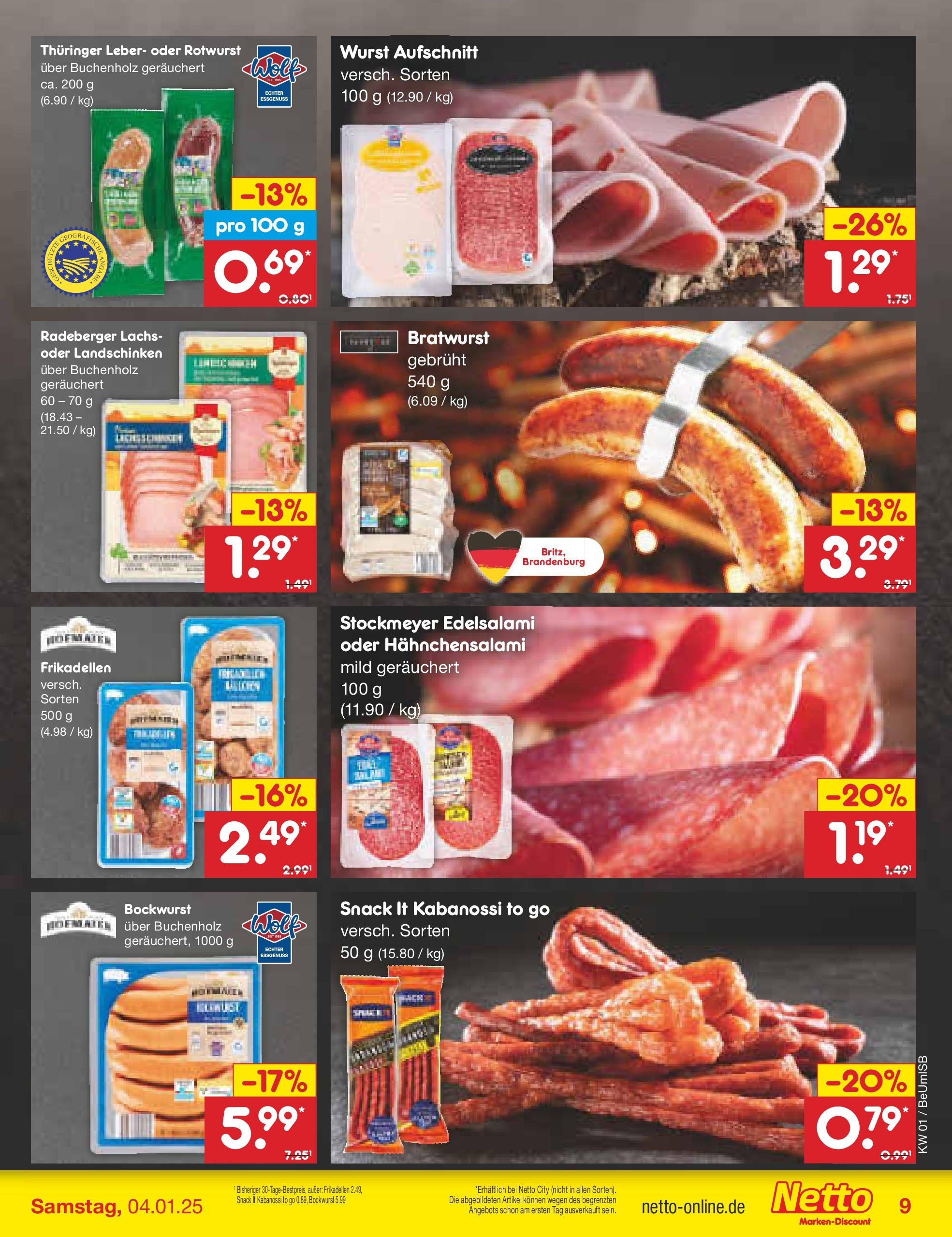 Netto Marken-Discount - Berlin, Corinthstraße 32 (ab 30.12.2024) » Angebote | Seite: 9 | Produkte: Bockwurst, Bratwurst, Lachs, Wurst