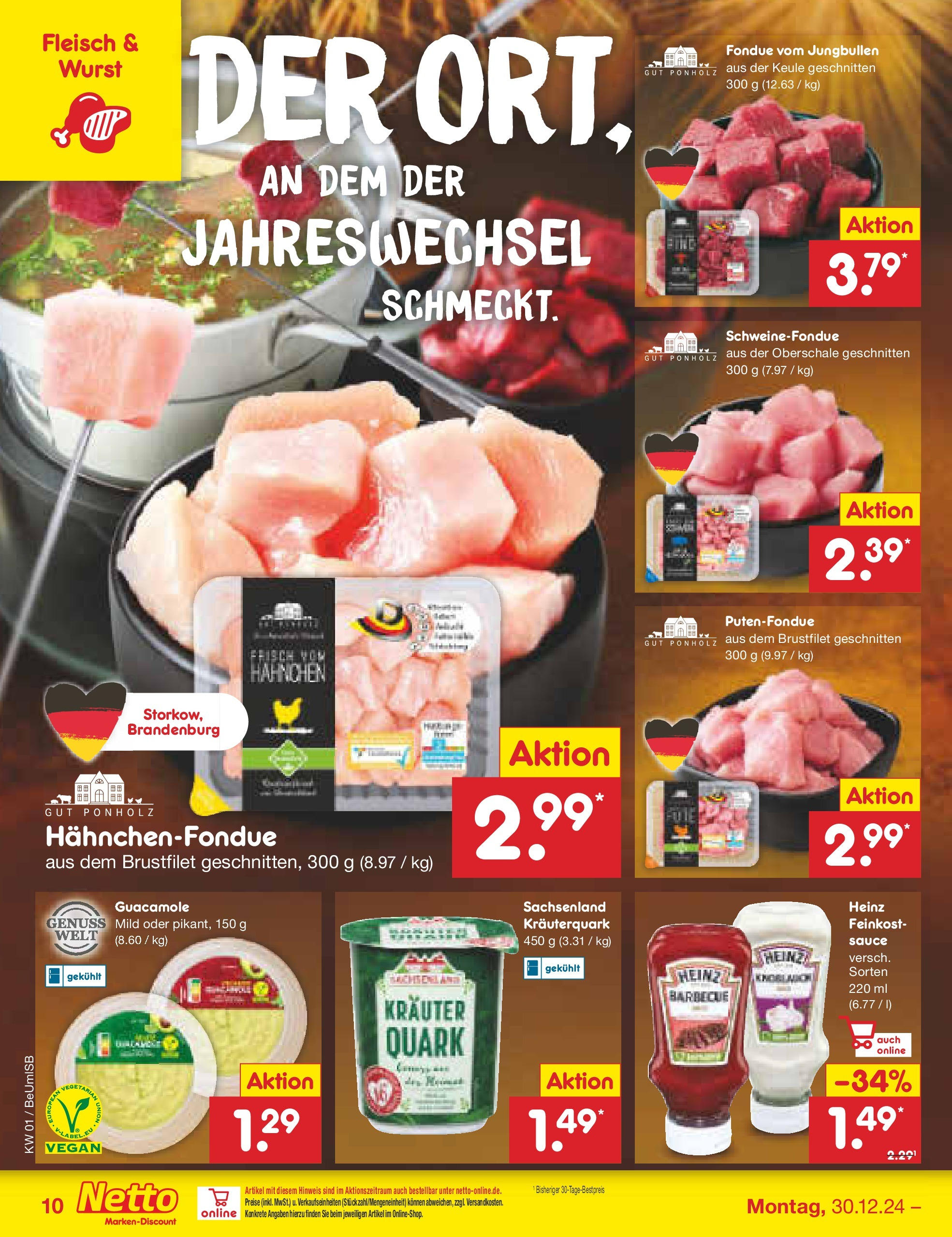 Netto Marken-Discount - Berlin, Corinthstraße 32 (ab 30.12.2024) » Angebote | Seite: 10 | Produkte: Hahnchen, Wurst, Fondue, Fleisch