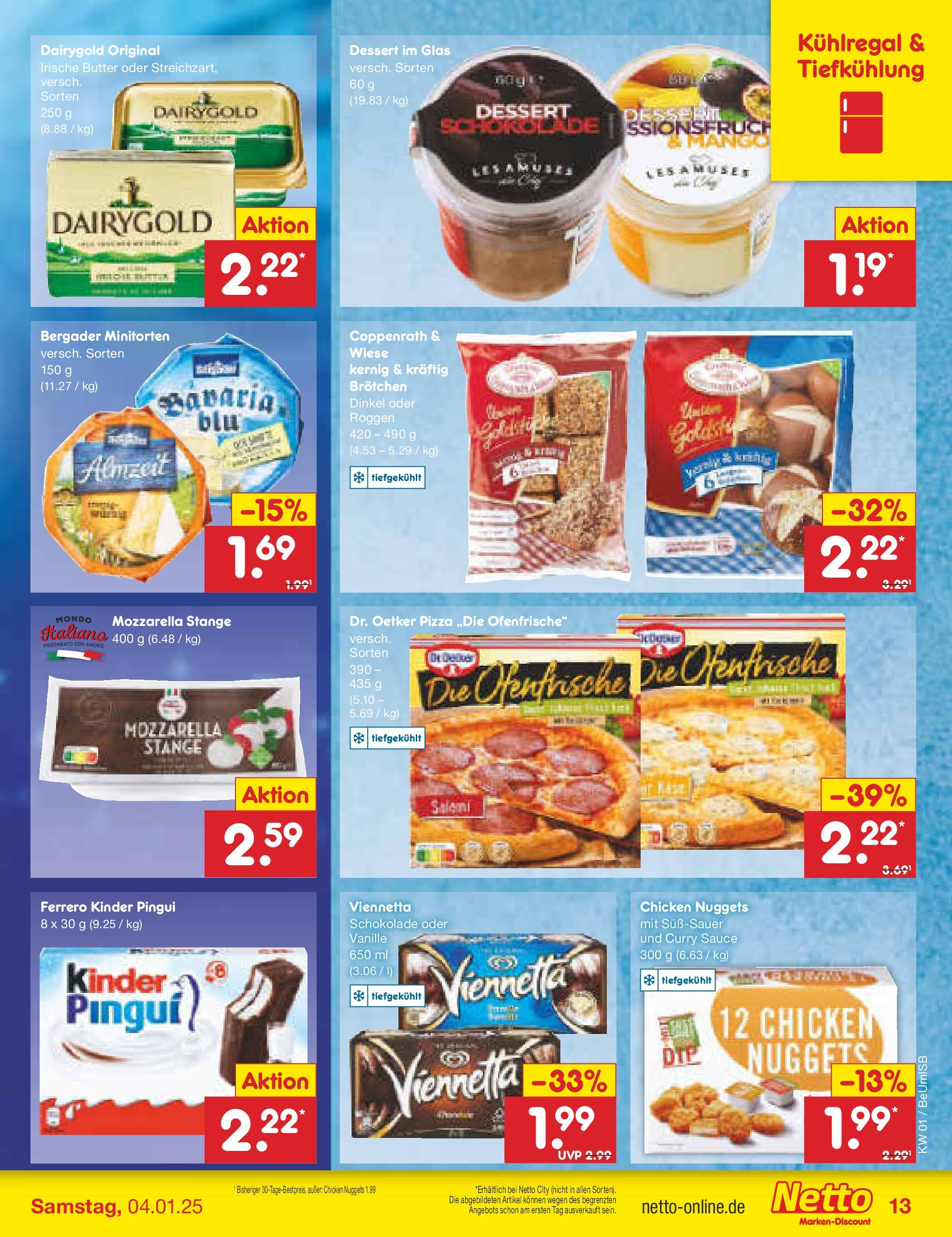 Netto Marken-Discount - Berlin, Corinthstraße 32 (ab 30.12.2024) » Angebote | Seite: 15 | Produkte: Schokolade, Mozzarella, Ofenfrische, Pizza