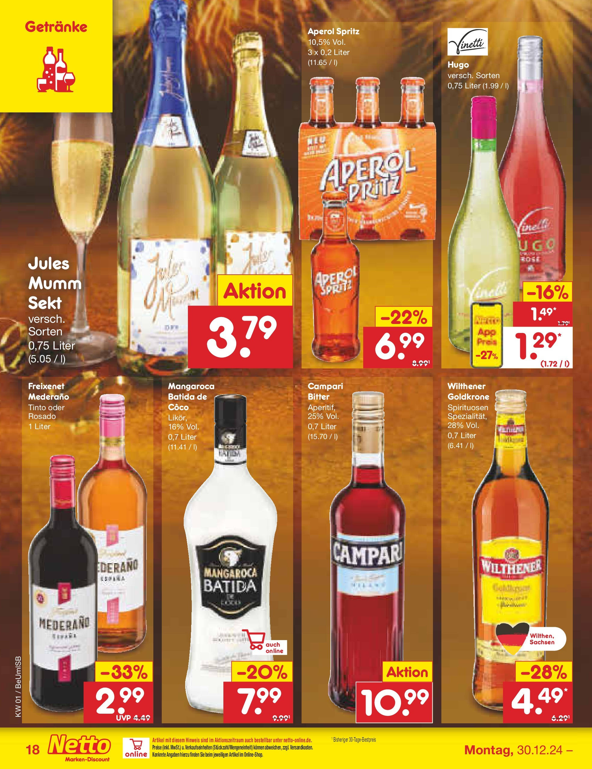 Netto Marken-Discount - Berlin, Corinthstraße 32 (ab 30.12.2024) » Angebote | Seite: 22 | Produkte: Wilthener, Freixenet, Sekt, Campari