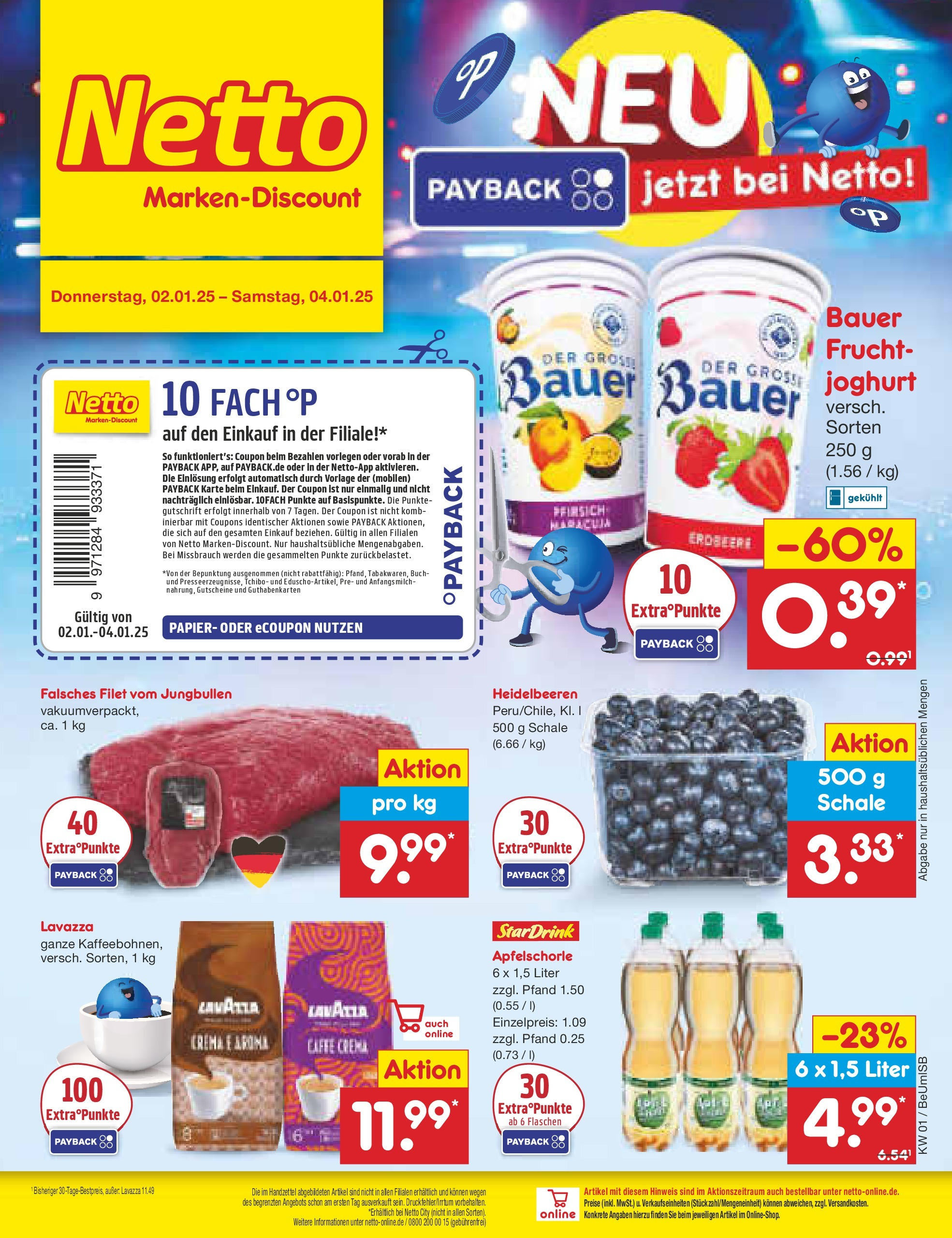 Netto Marken-Discount - Berlin, Corinthstraße 32 (ab 30.12.2024) » Angebote | Seite: 36 | Produkte: Lavazza, Joghurt, Heidelbeeren, Pfirsich