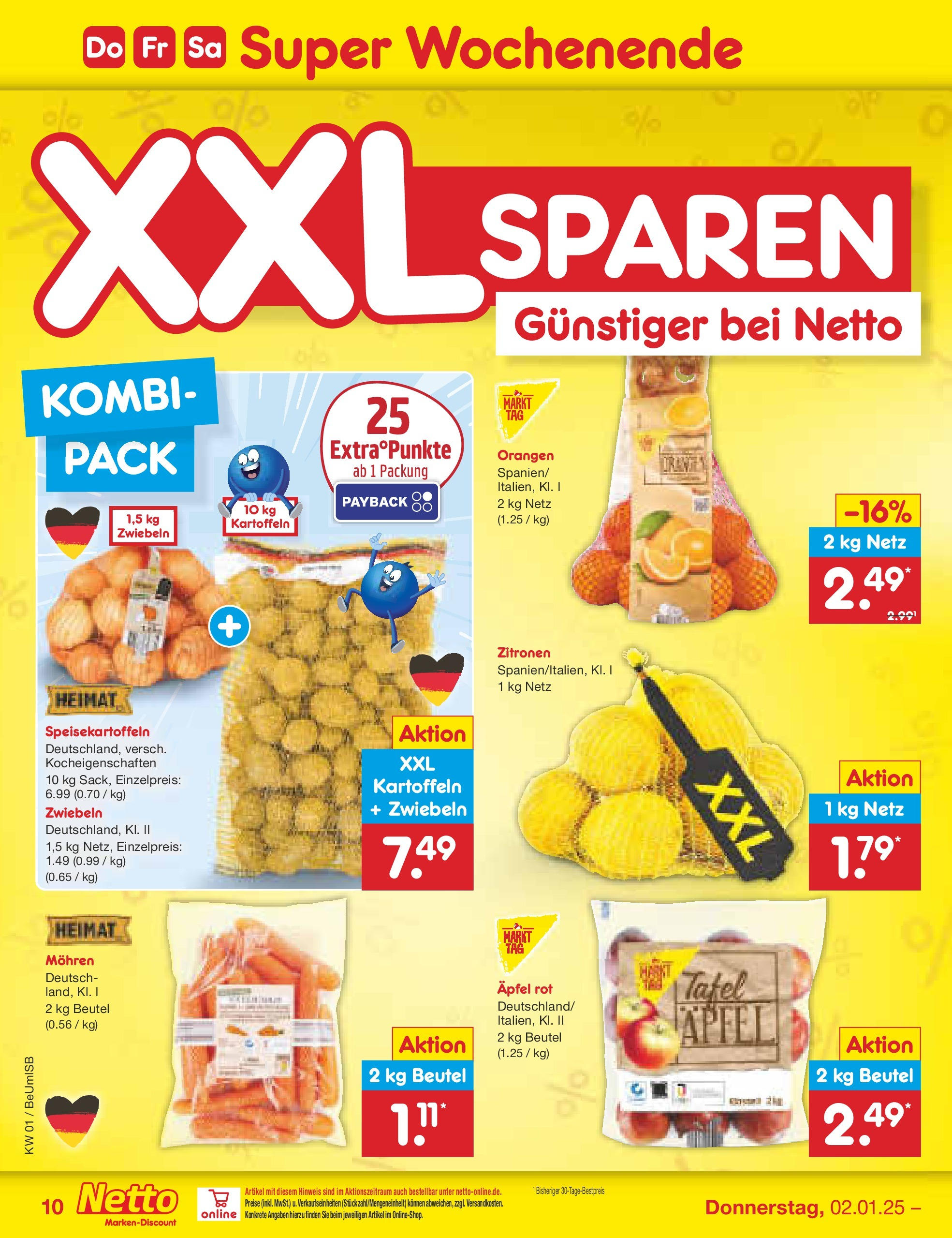 Netto Marken-Discount - Berlin, Corinthstraße 32 (ab 30.12.2024) » Angebote | Seite: 46 | Produkte: Äpfel, Mohren, Kartoffeln, Zitronen