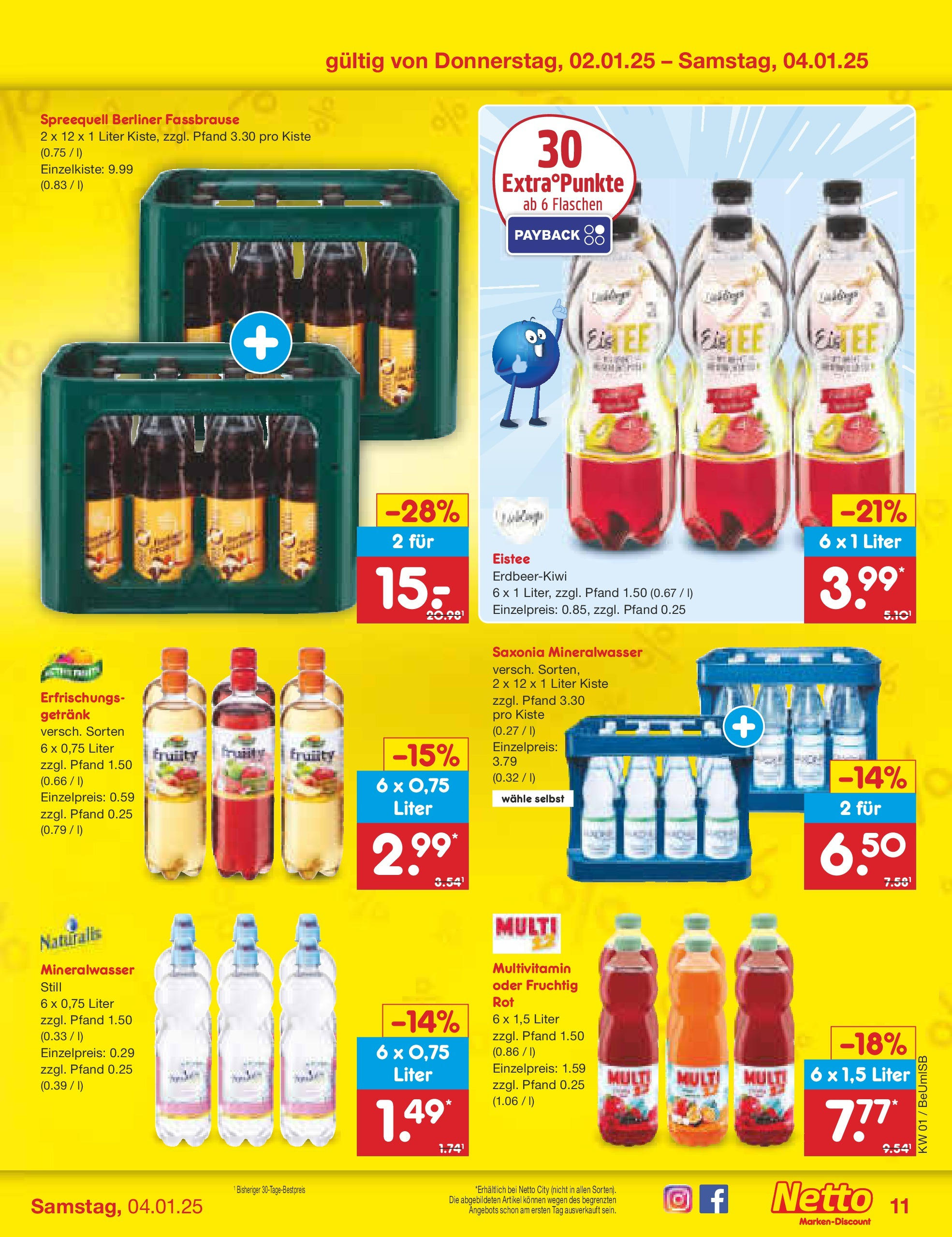 Netto Marken-Discount - Berlin, Corinthstraße 32 (ab 30.12.2024) » Angebote | Seite: 47 | Produkte: Berliner, Mineralwasser, Fassbrause